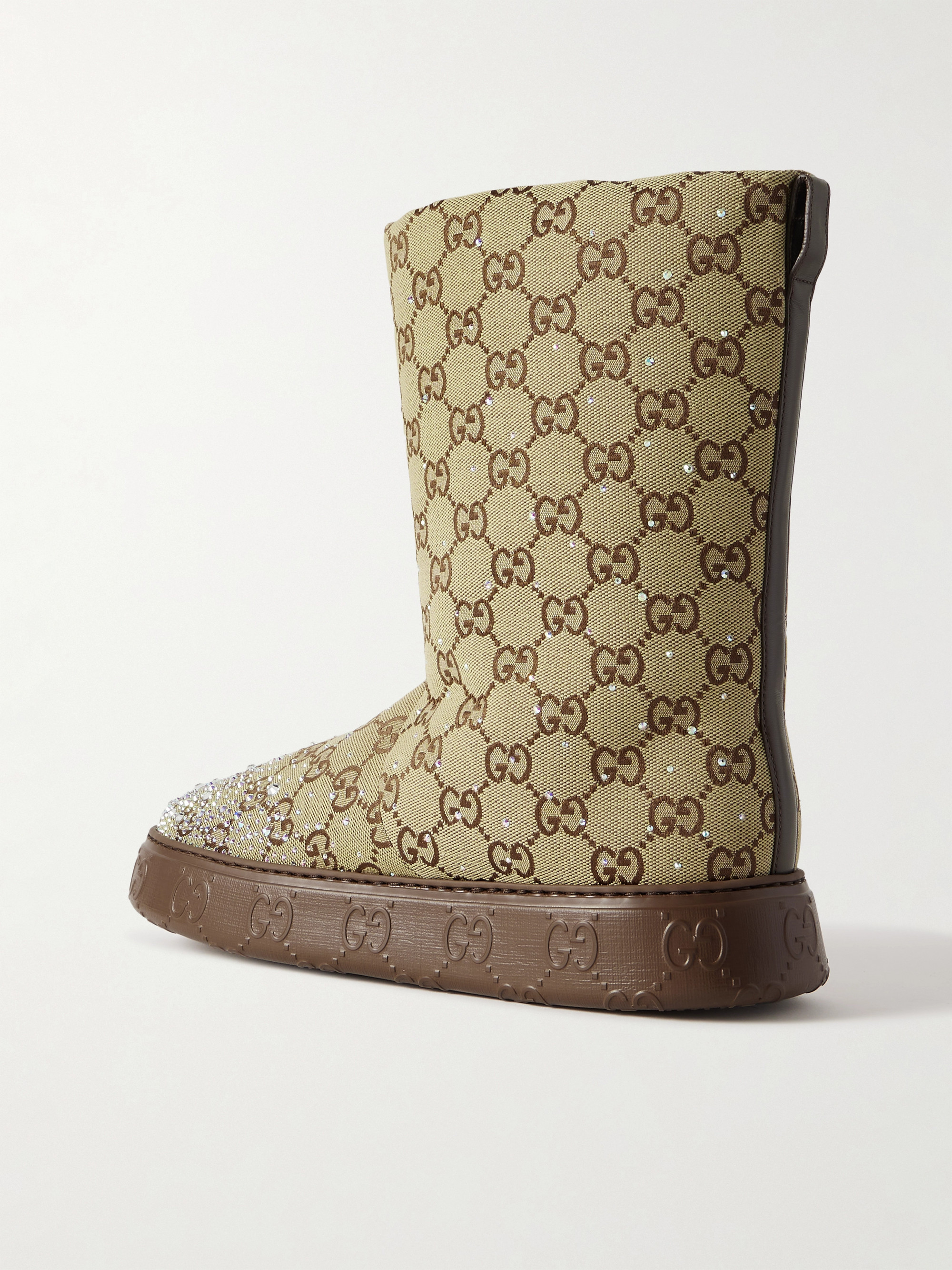 Gucci Crystal-embellished canvas-jacquard boots thumbnail