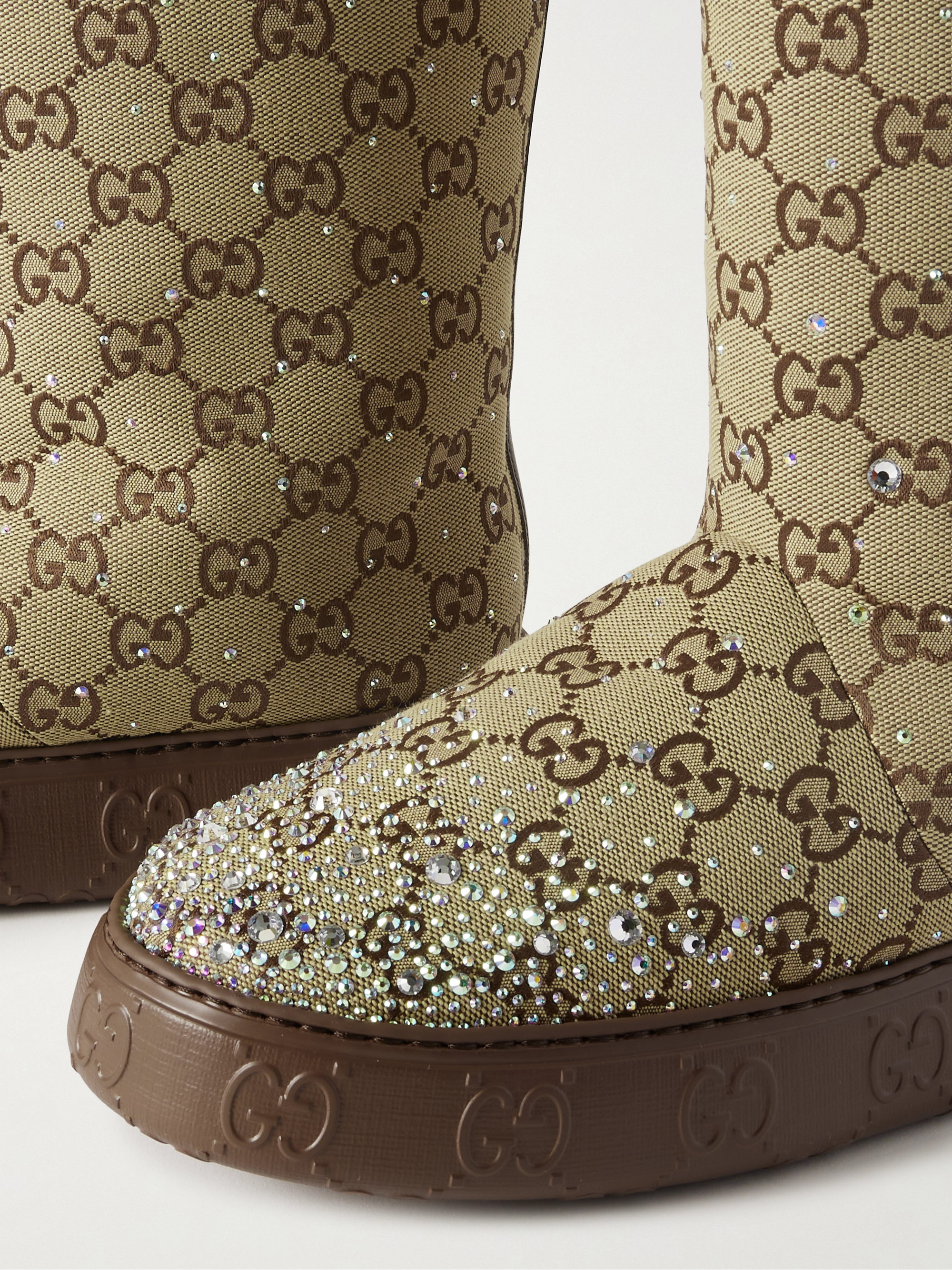 Gucci Crystal-embellished canvas-jacquard boots thumbnail
