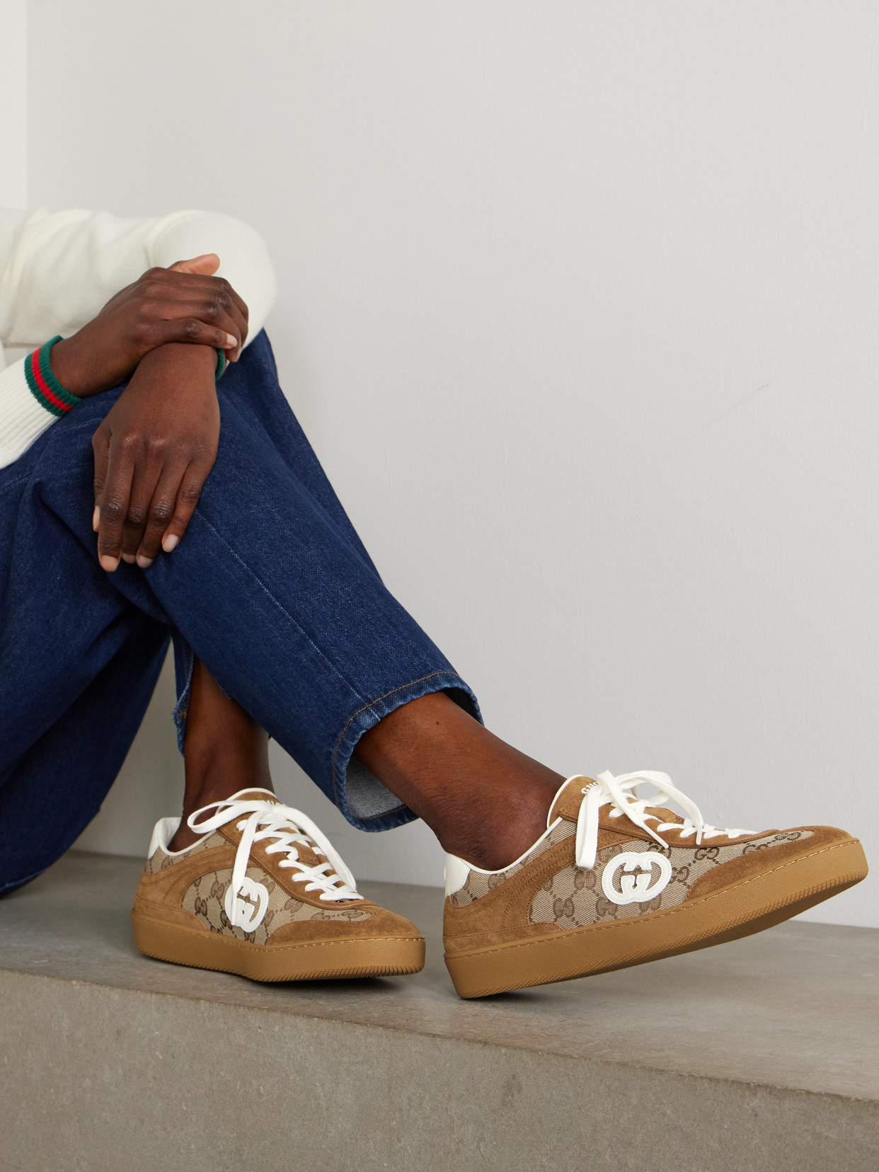 And Suede-Trimmed Coated Canvas-Jacquard Sneakers
