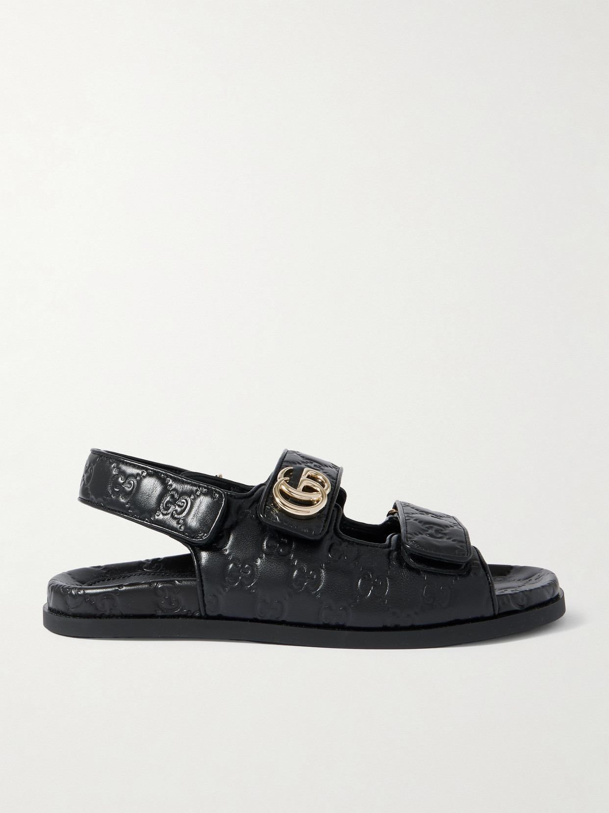 Gucci - New Marmont Gg Debossed Leather Sandals - Black