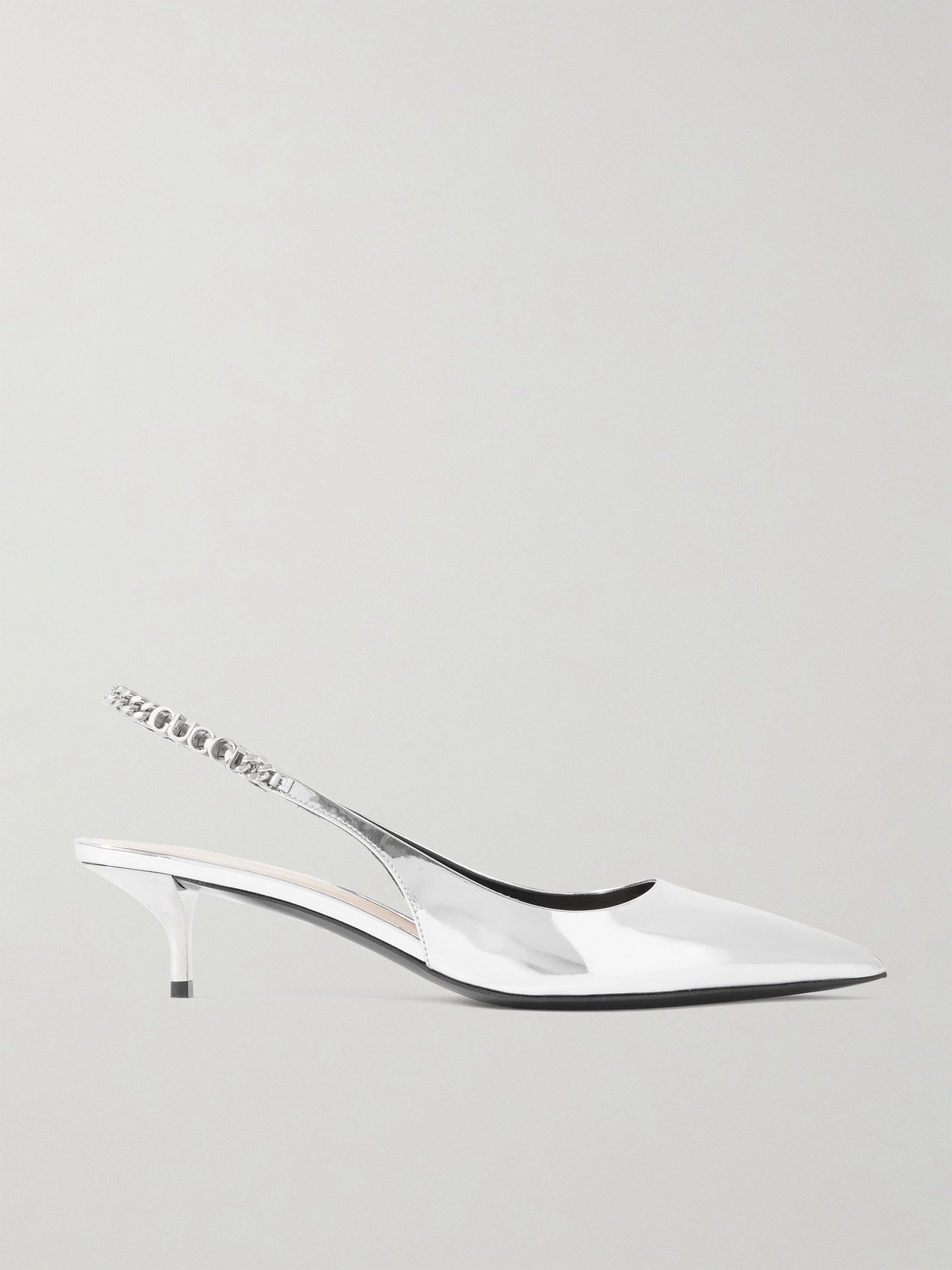 Gucci Signoria Embellished Mirrored-leather Slingback Pumps In Silver
