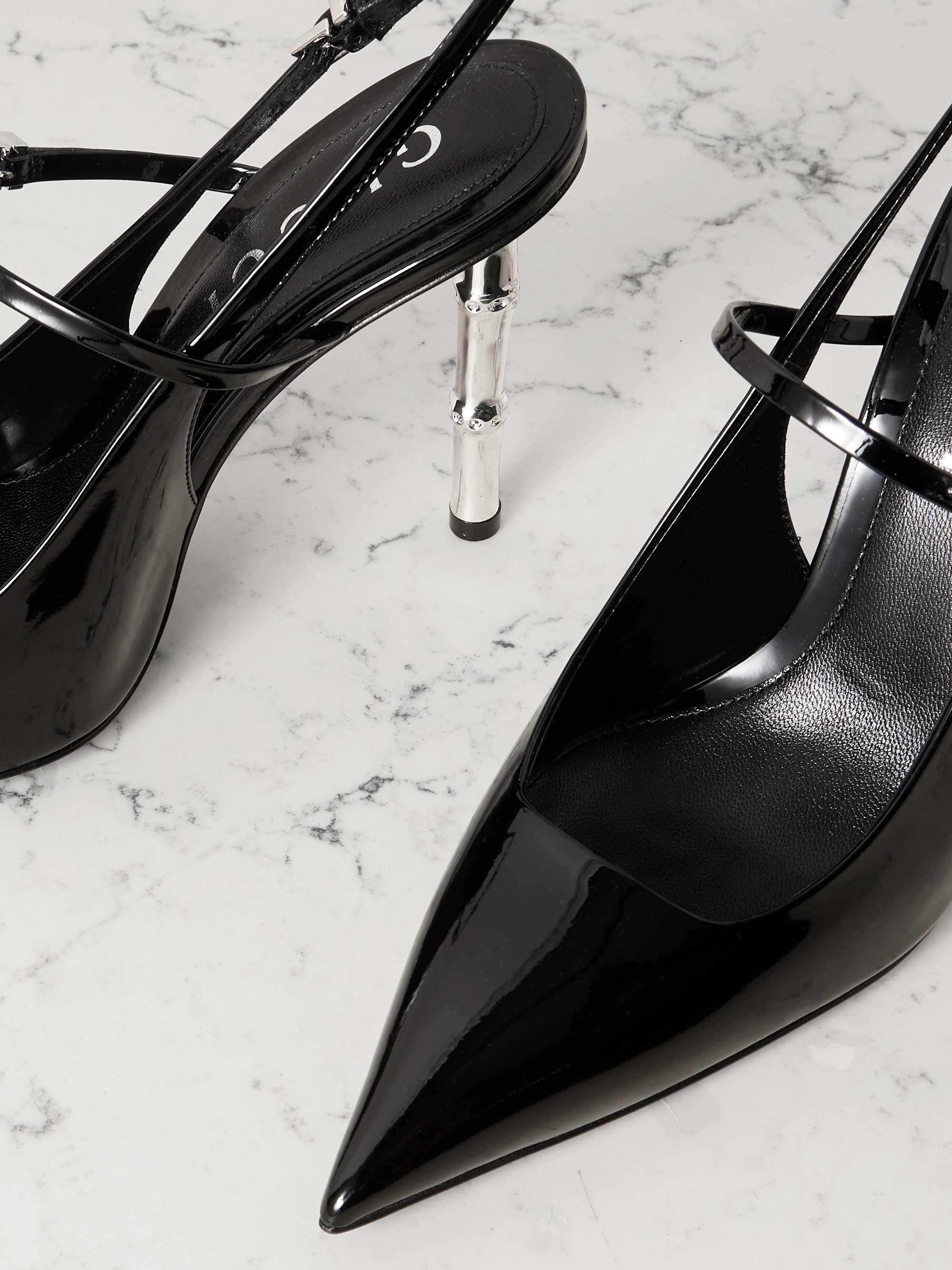 GUCCI New Bamboo patent-leather slingback pumps | NET-A-PORTER GUCCI New Bamboo patent-leather slingback pumps | NET-A-PORTER
