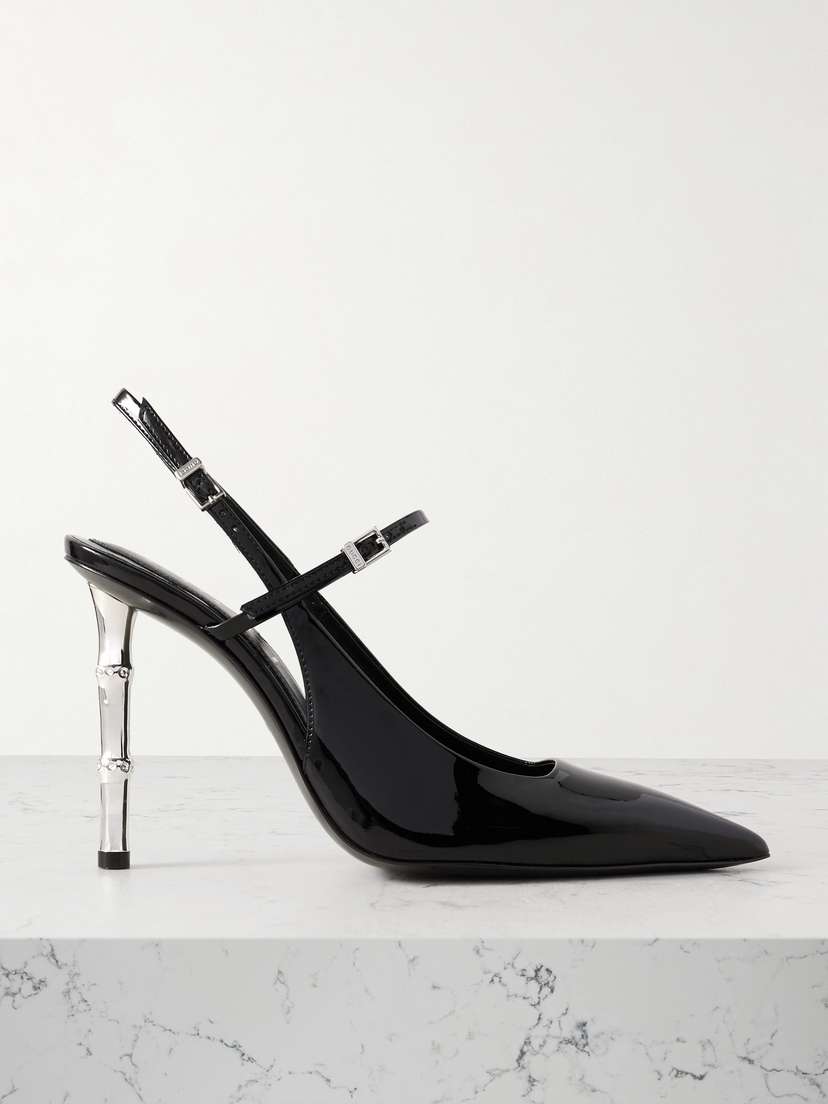 Gucci New Bamboo Patent-leather Slingback Pumps