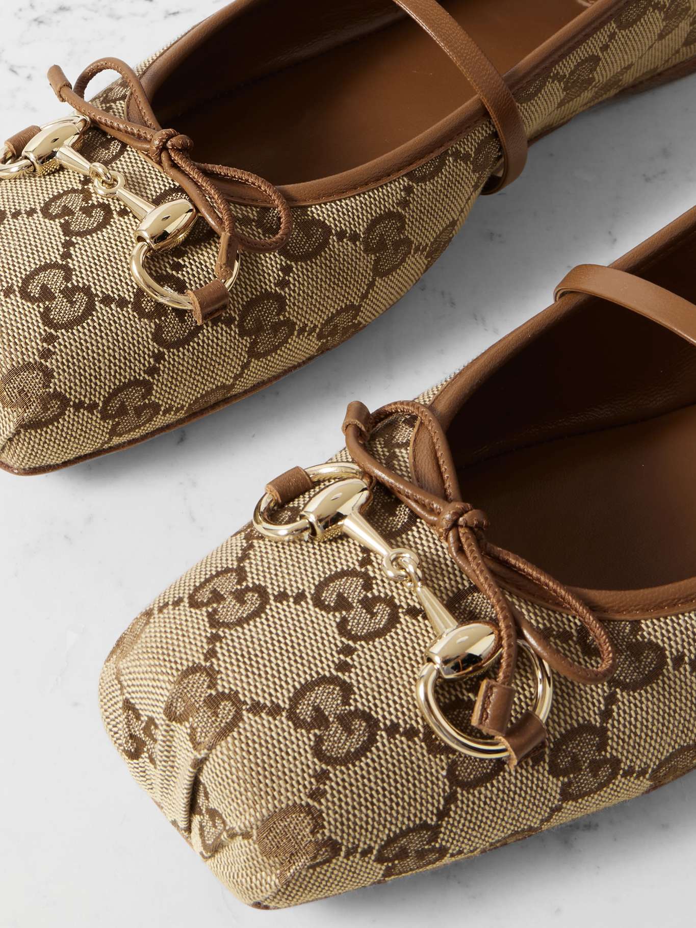 GG HORSEBIT SLINGBACK BALLET FLAT LEMON CANVAS