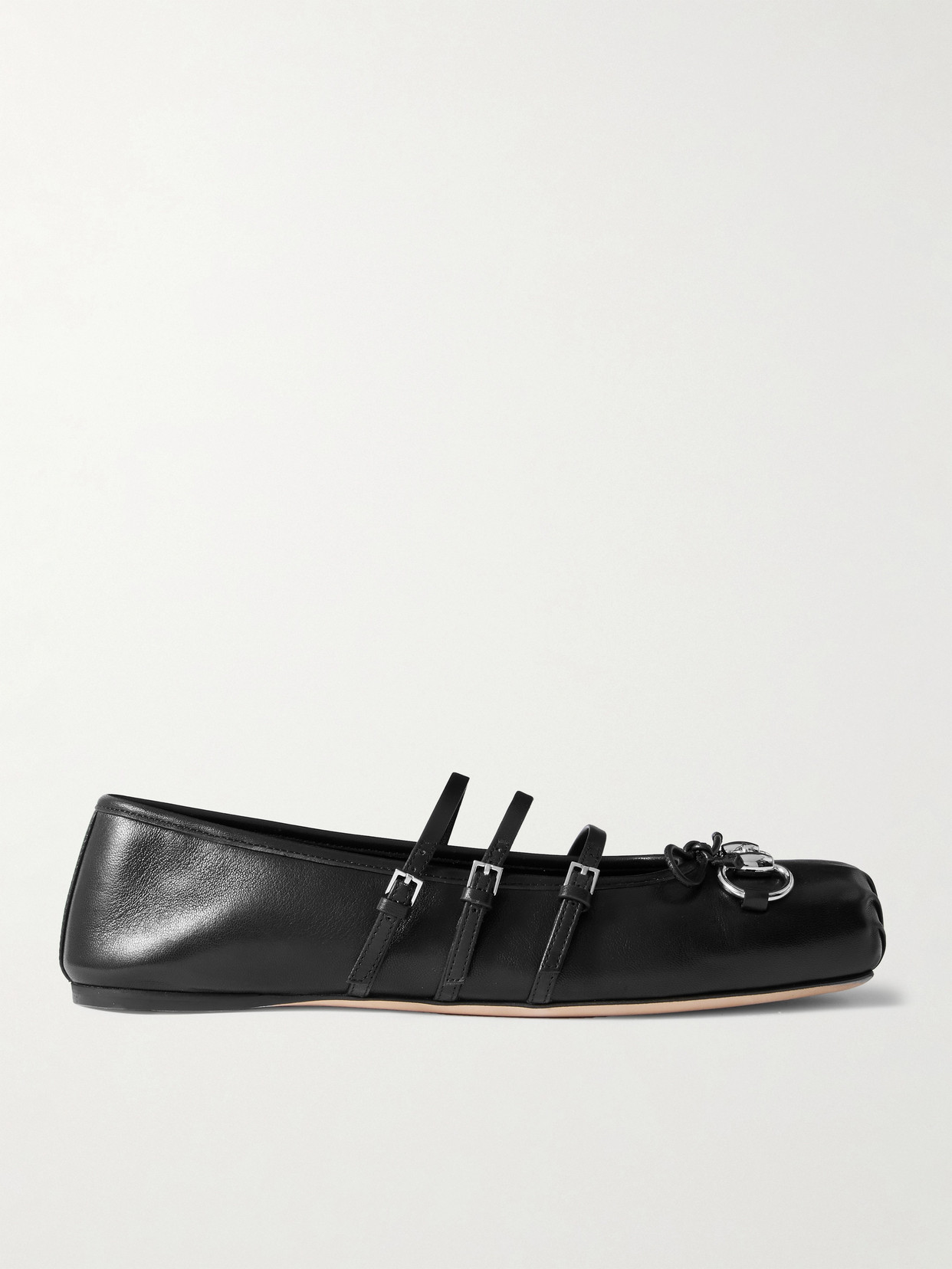 Gucci Horsebit-detailed Leather Ballet Flats In Black