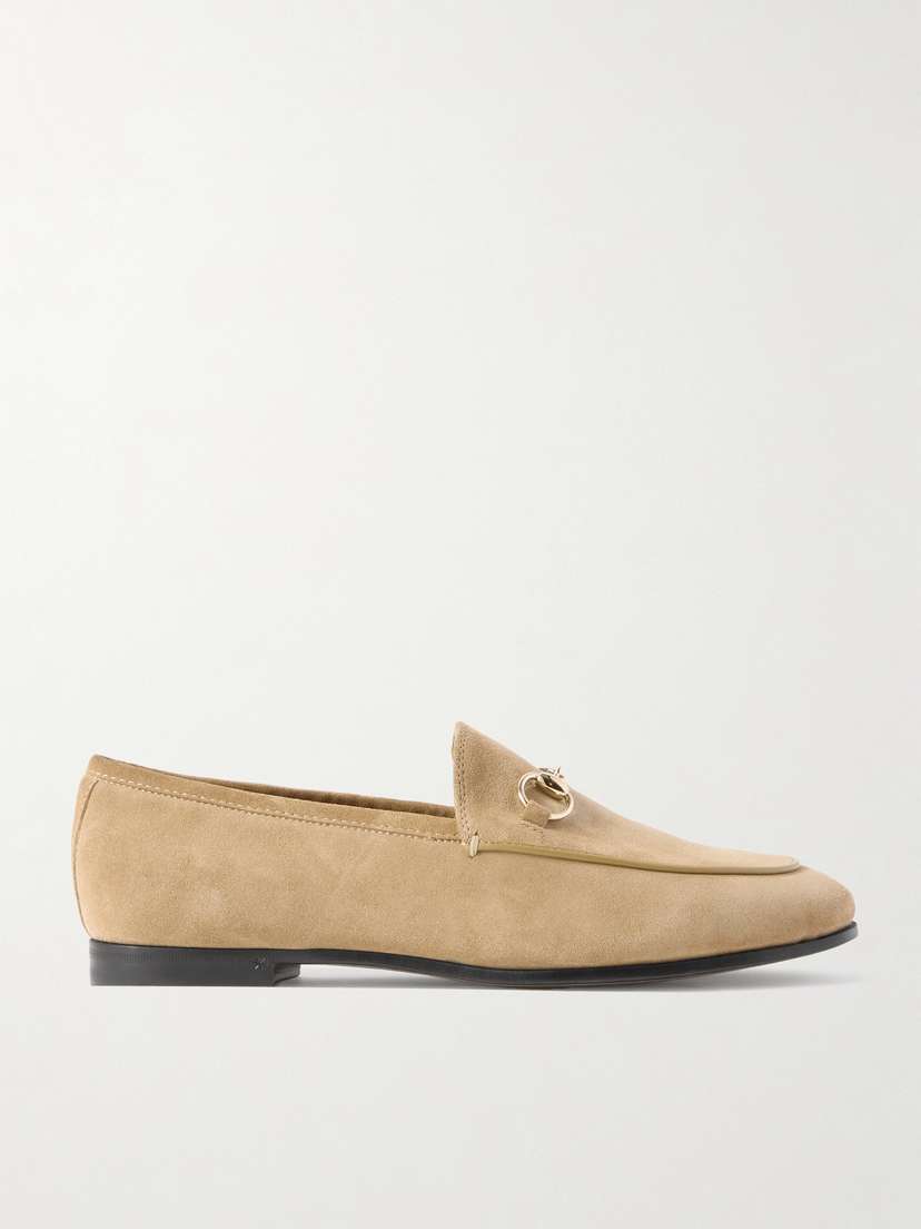 Gucci Jordaan Horsebit-detailed Leather-trimmed Suede Loafers
