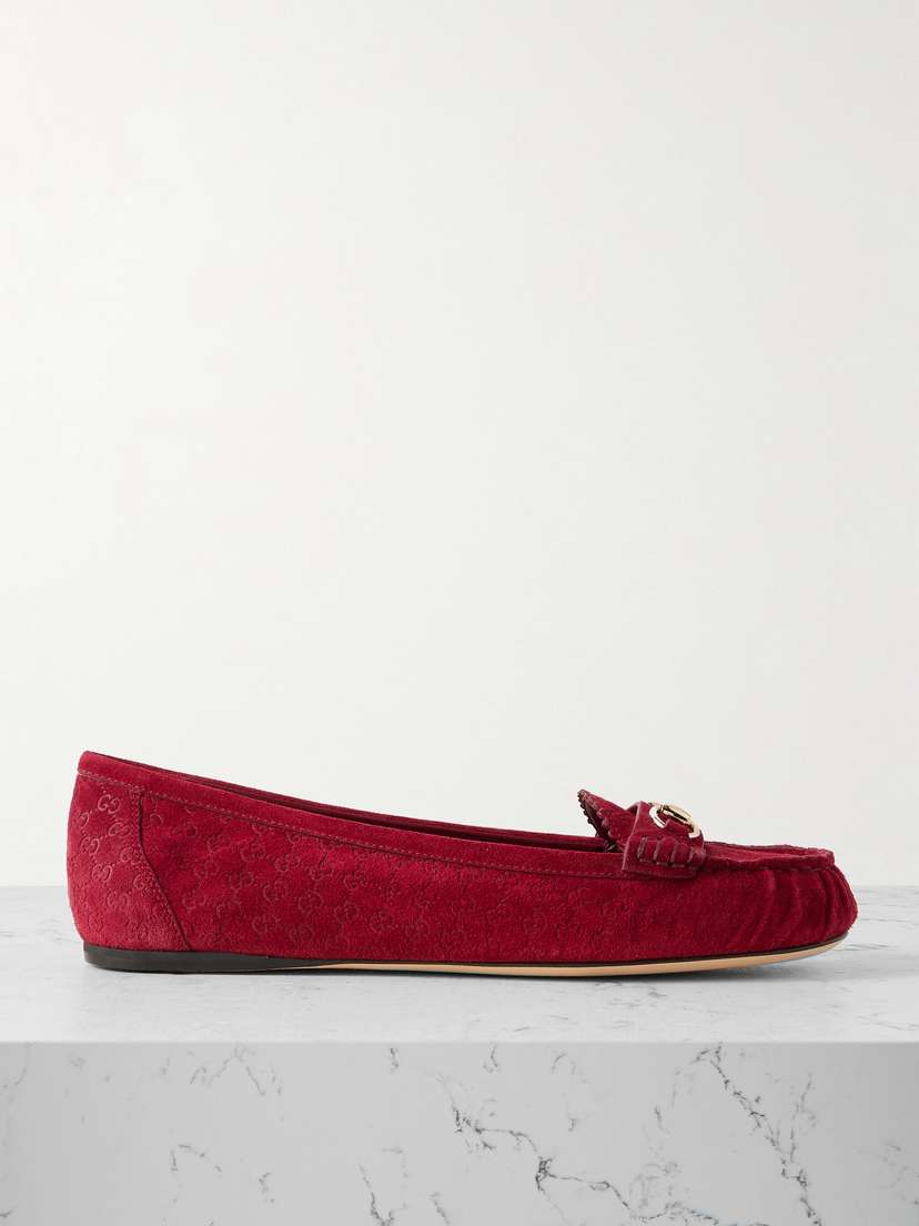 Gucci Kensington Horsebit-embellished Debossed Suede Loafers