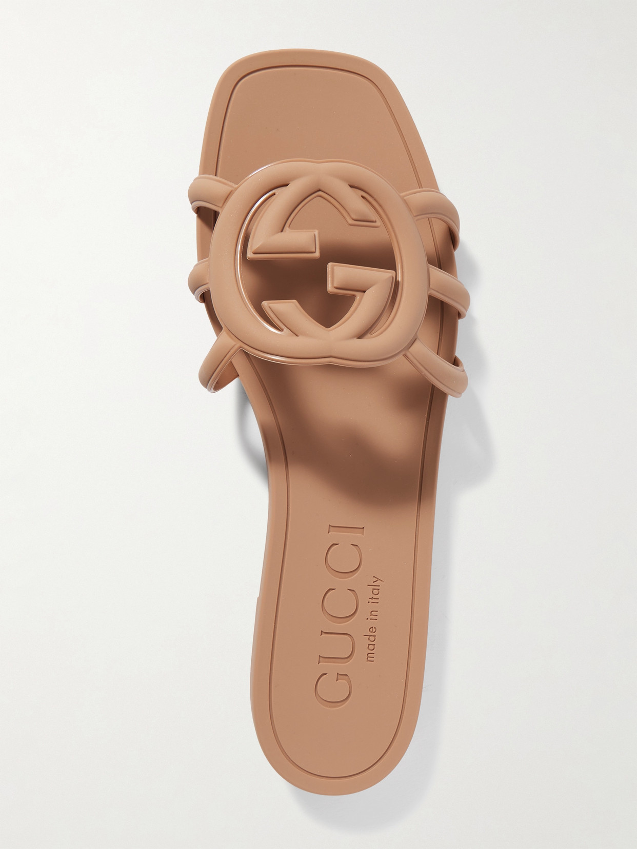 Gucci Rubber Slides In Brown