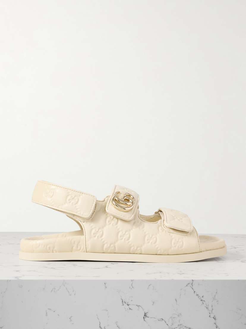 Gucci New Marmont Gg Debossed Leather Sandals