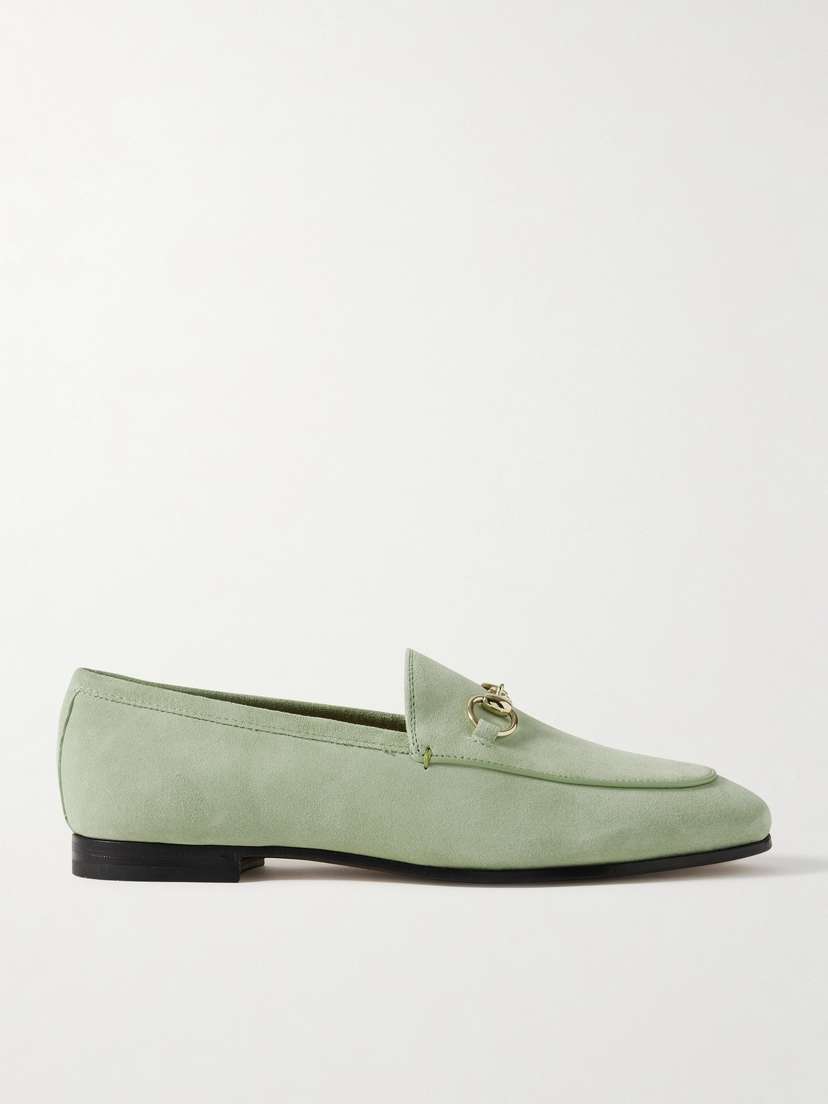 Gucci Jordaan Horsebit-detailed Leather-trimmed Suede Loafers