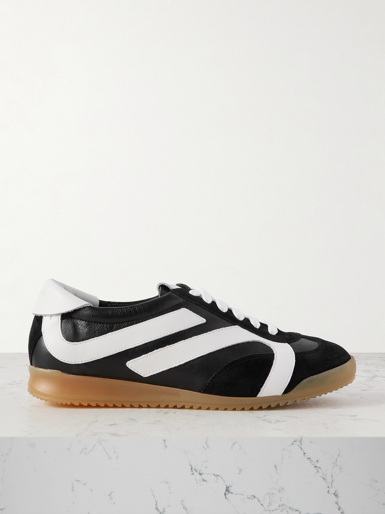 Shop Proenza Schouler Track Paneled Suede-trimmed Leather Sneakers In Black