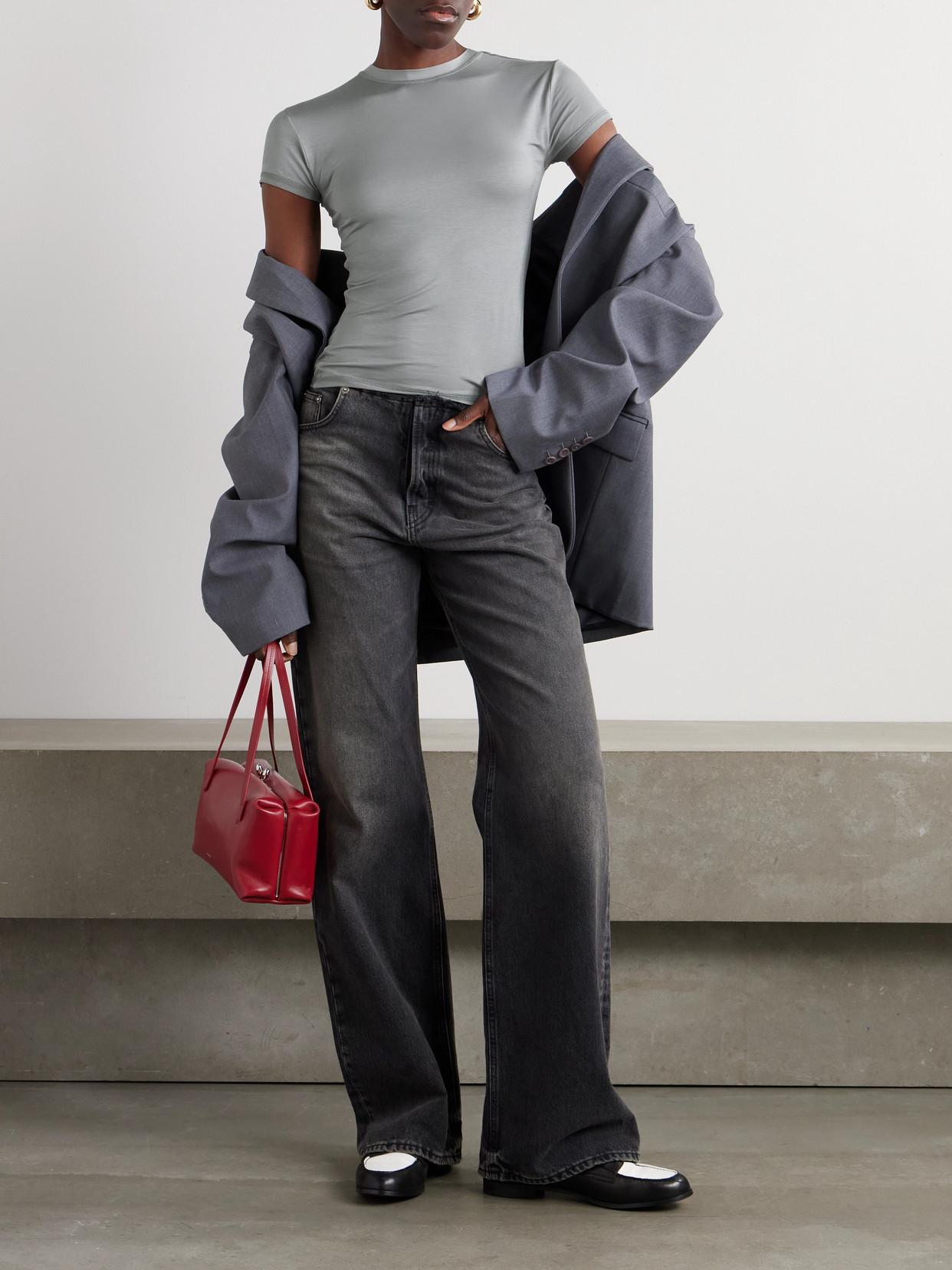 Cdlp Stretch-lyocell T-shirt In Gray