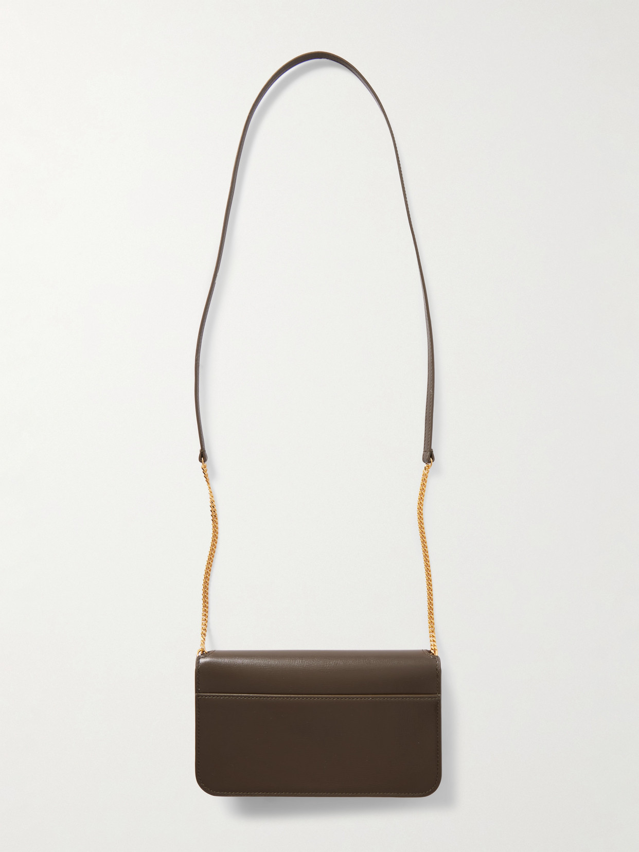 Saint Laurent Cassandre Strap Leather Phone Case In Green