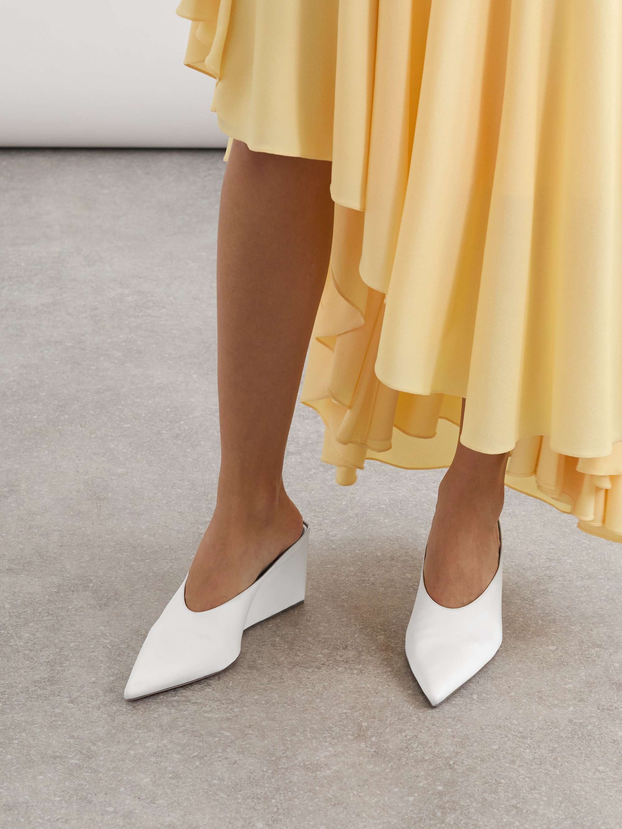 ALAÏA Satin point-toe wedge mules | NET-A-PORTER ALAÏA Satin point-toe wedge mules | NET-A-PORTER