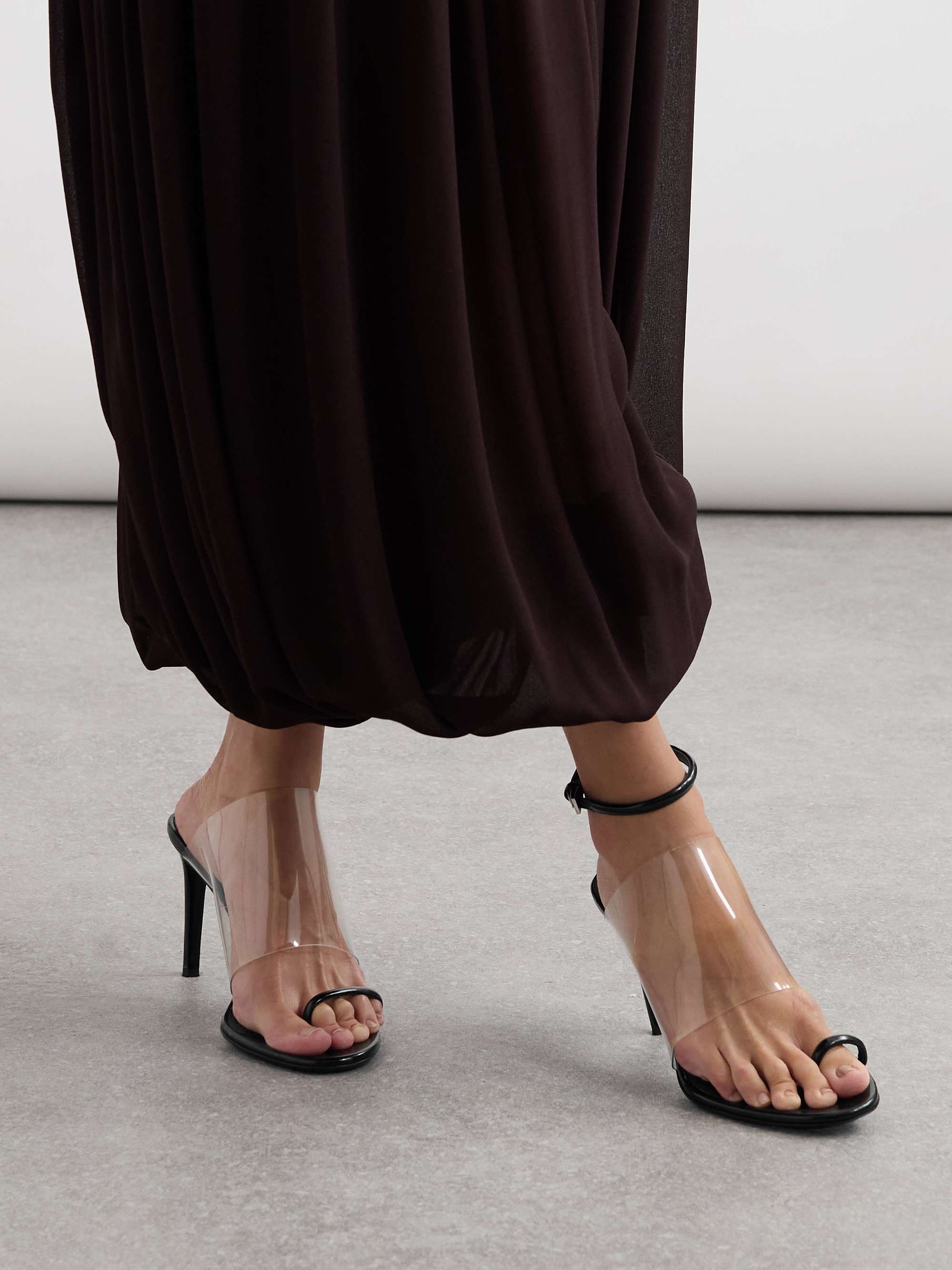 ALAÏA Asymmetric patent-leather and PVC sandals | NET-A-PORTER