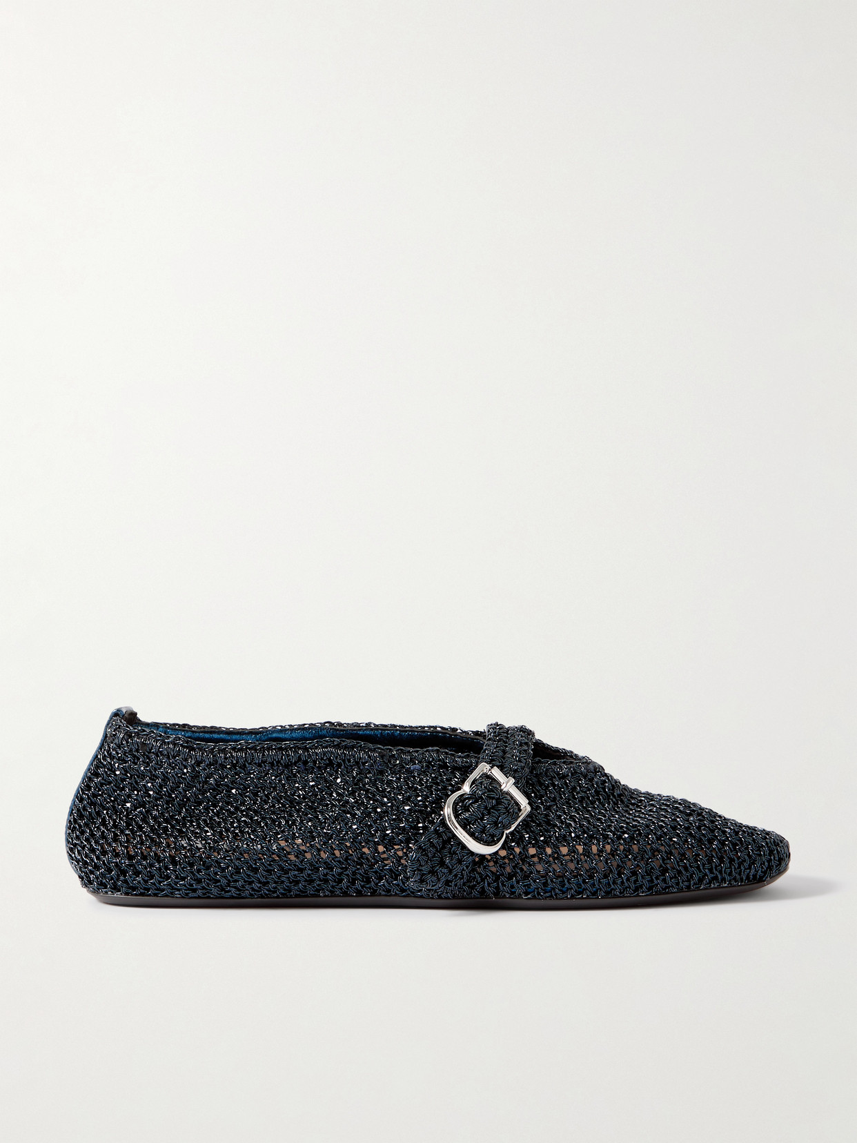 Alaïa Metallic Crocheted Ballet Flats In Blue