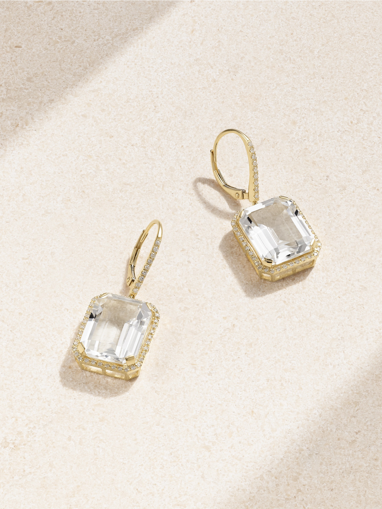 Shay 18kt Yellow Gold Portrait Topaz And Diamond Earring In Black