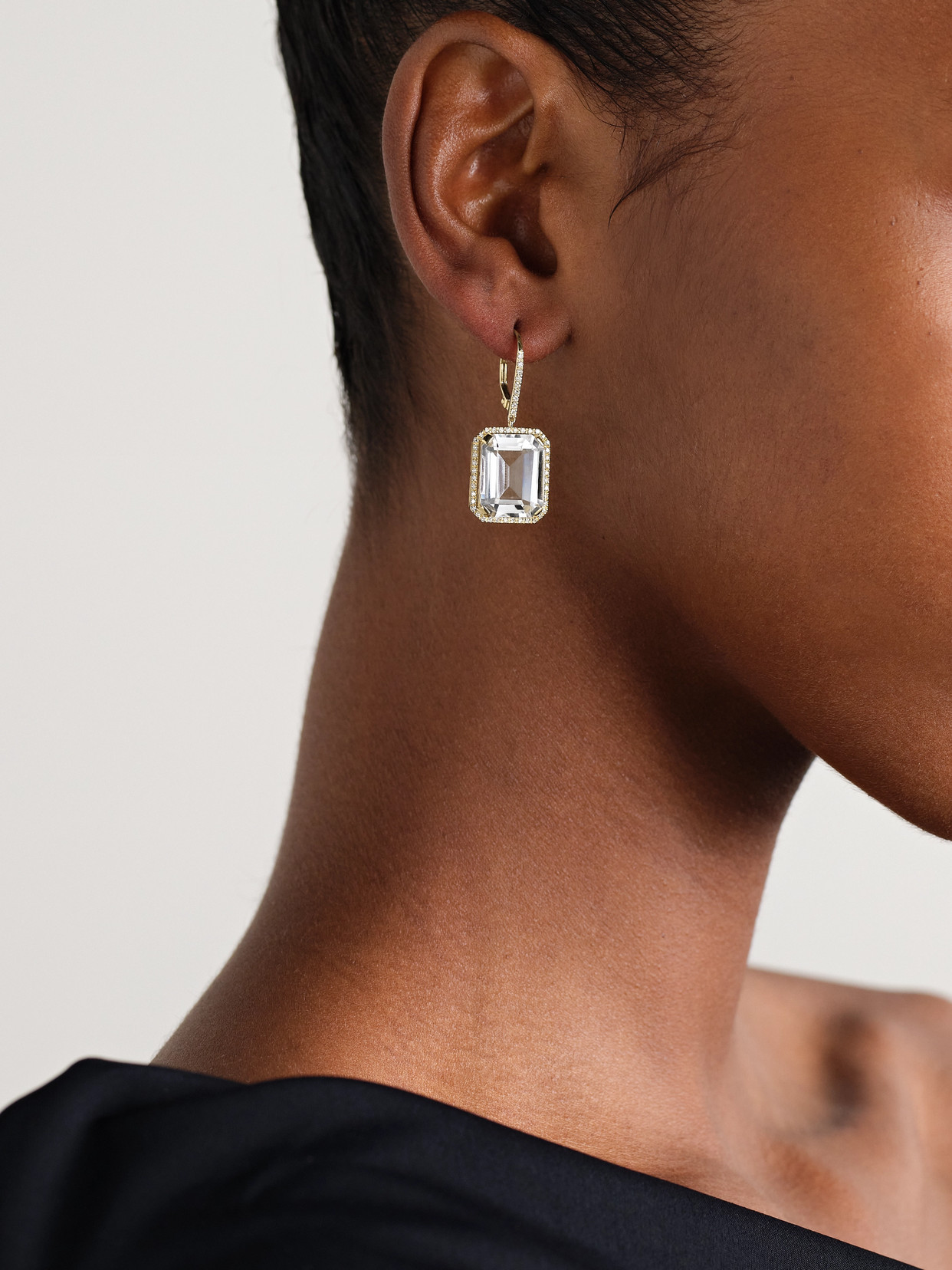 Shay 18kt Yellow Gold Portrait Topaz And Diamond Earring In Gold