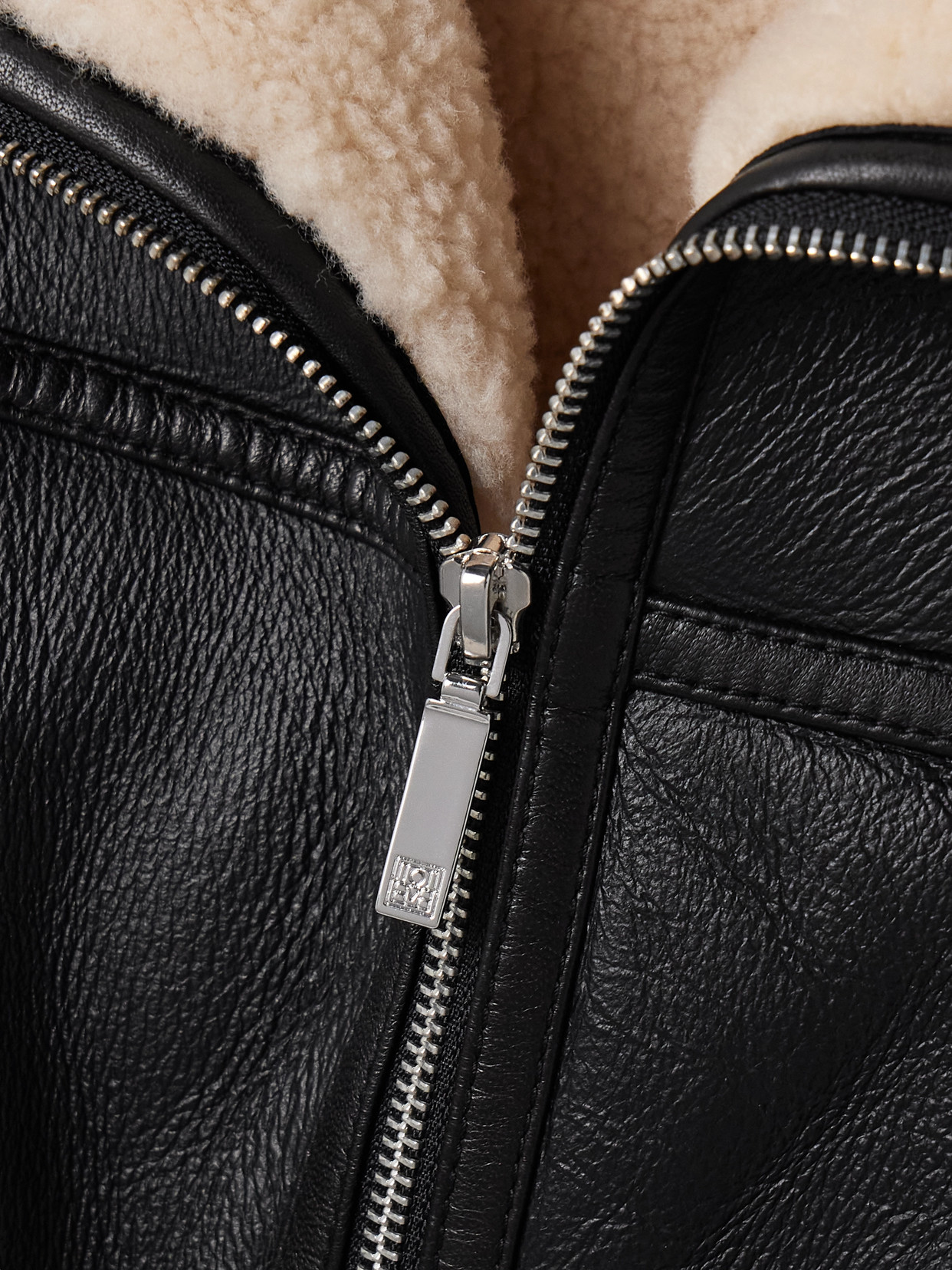 Shop Totême Two-tone Shearling Jacket In Black
