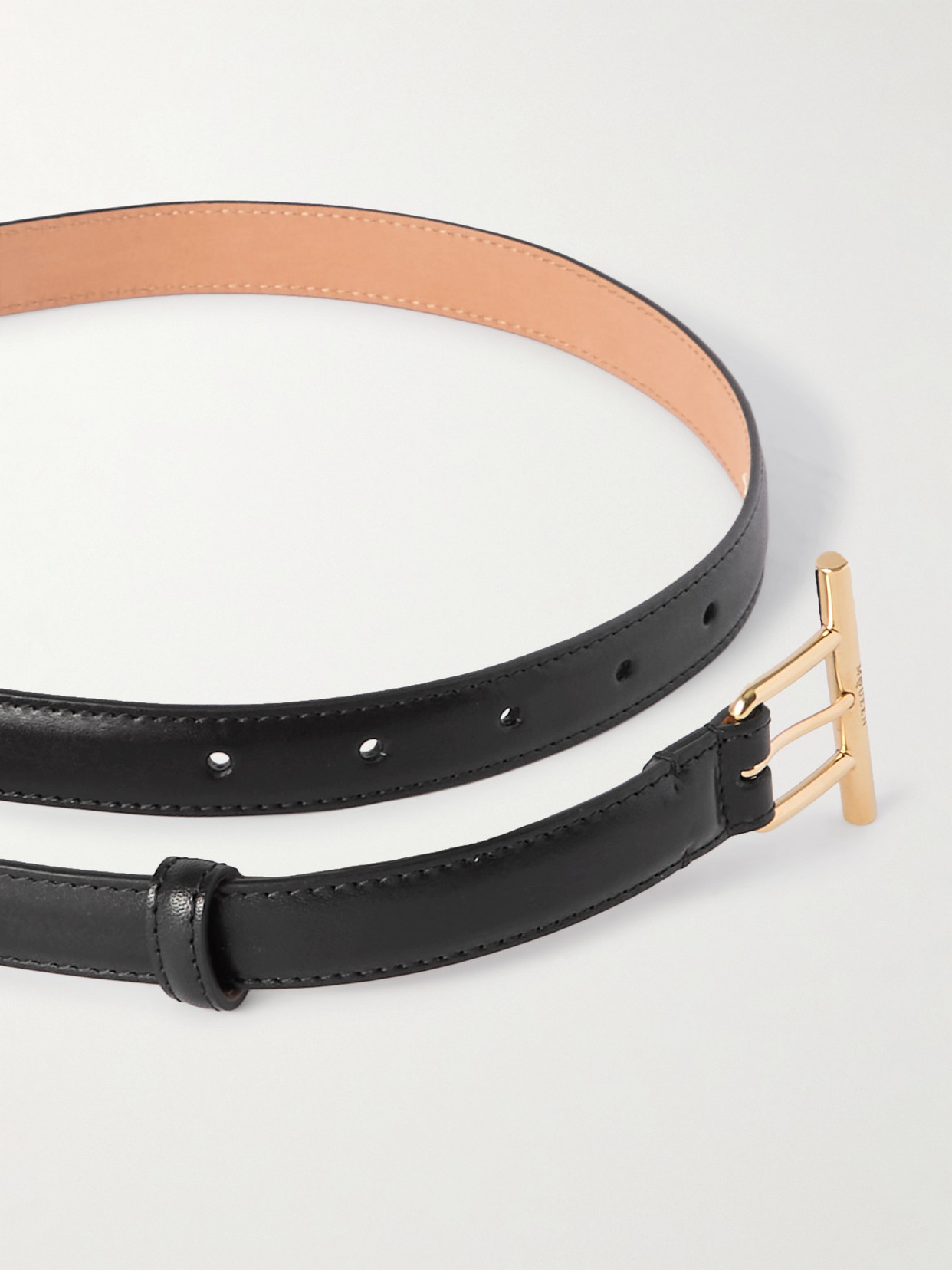 Alexander Mcqueen T-bar Leather Skinny Belt In Black