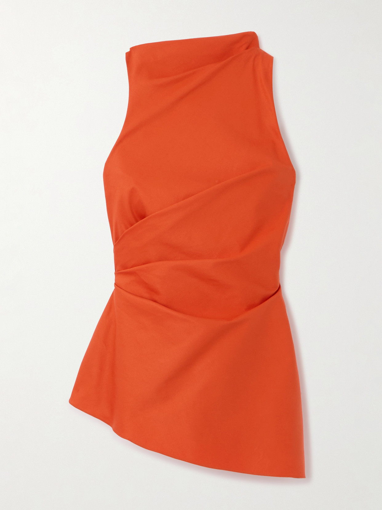 Alexander McQueen - Asymmetric Gathered Cotton-blend Blouse - Orange