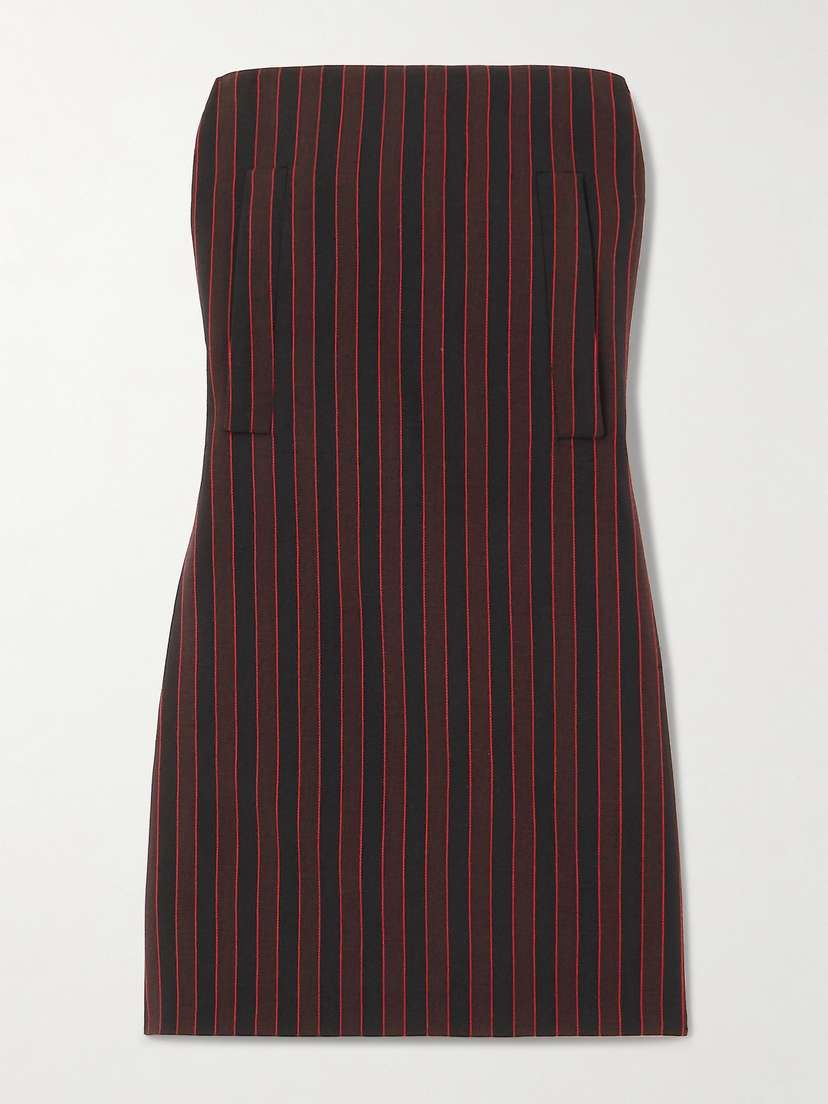 McQueen Strapless Embroidered Cotton-jacquard Mini Dress