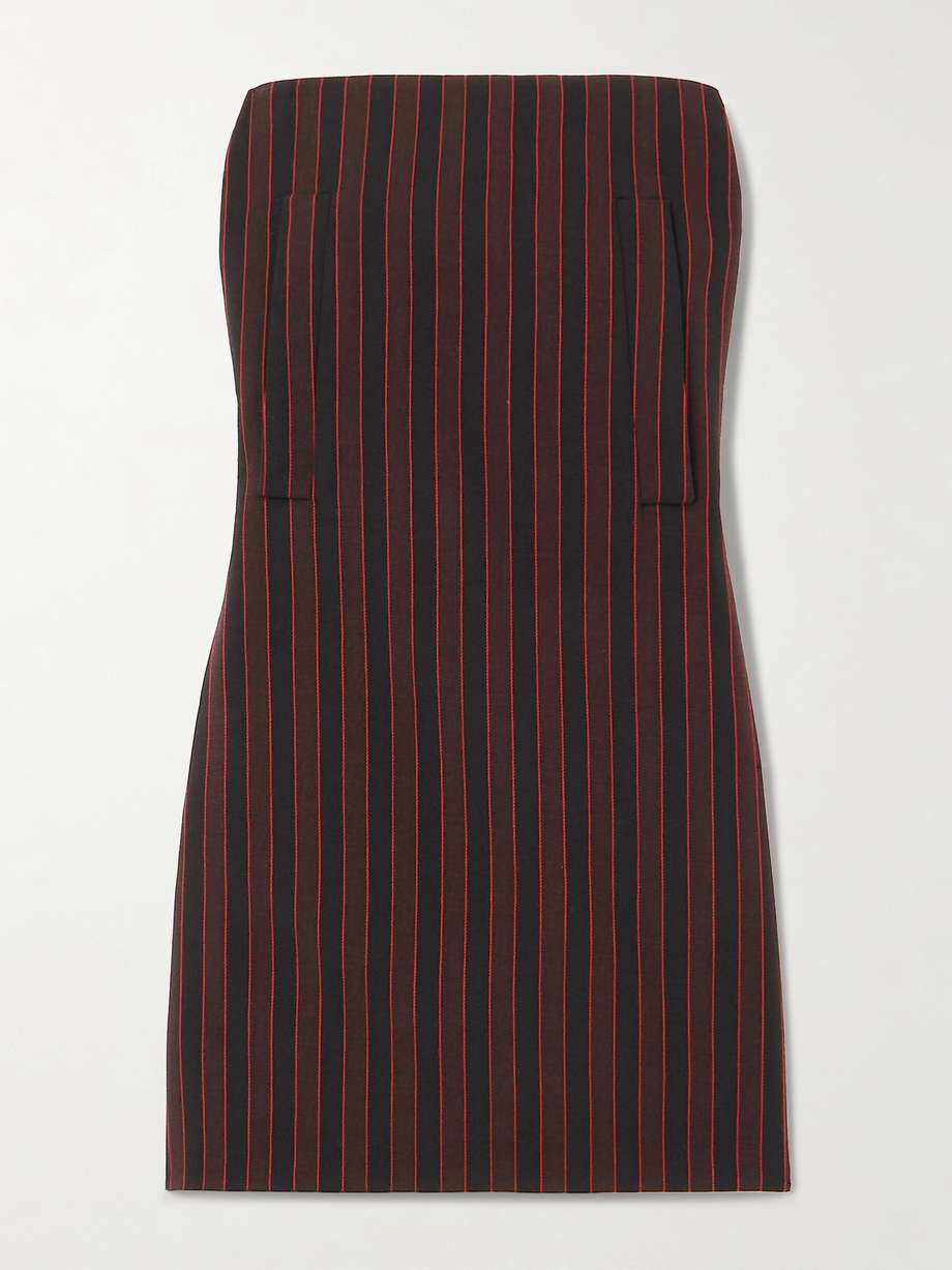 strapless embroidered cotton-jacquard mini dress