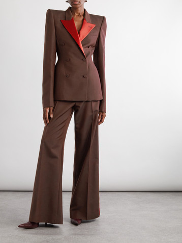 McQueen Double-breasted silk-trimmed wool and mohair-blend blazer