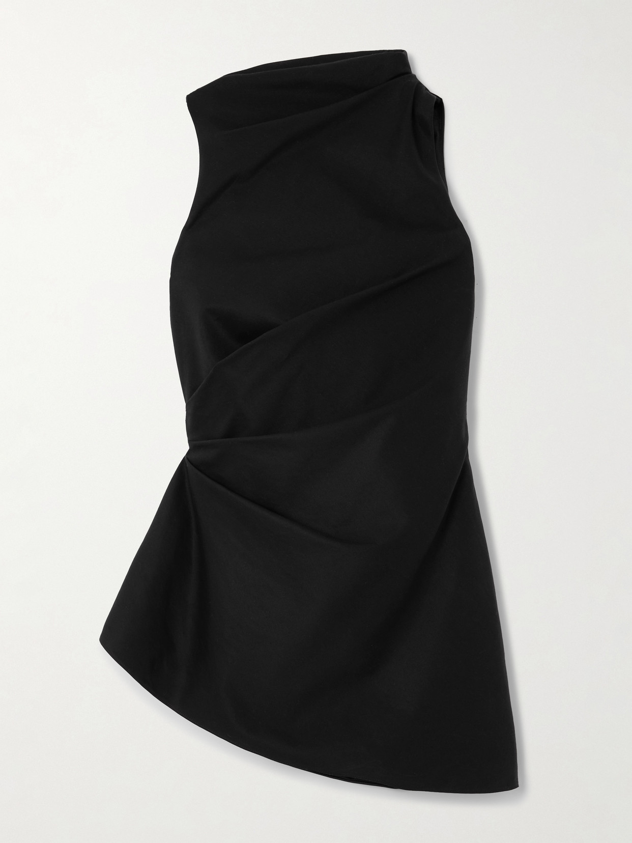 Alexander McQueen - Asymmetric Gathered Cotton-blend Blouse - Black