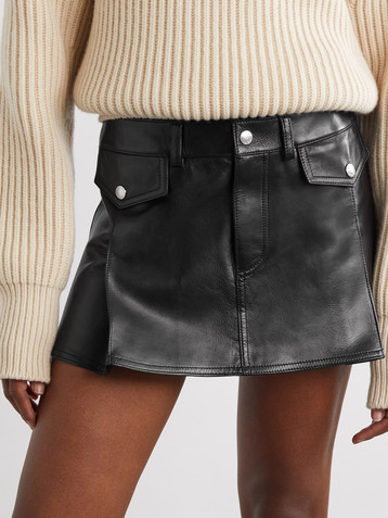 McQueen Pleated leather mini skirt