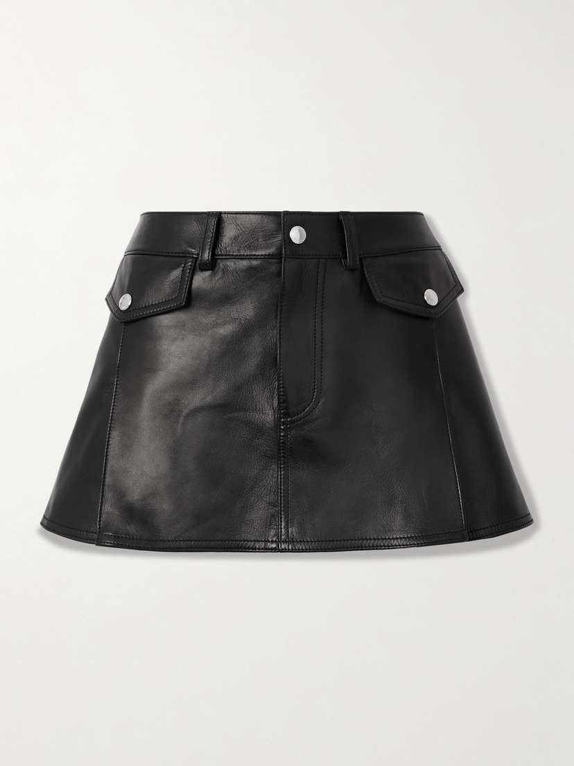McQueen Pleated Leather Mini Skirt
