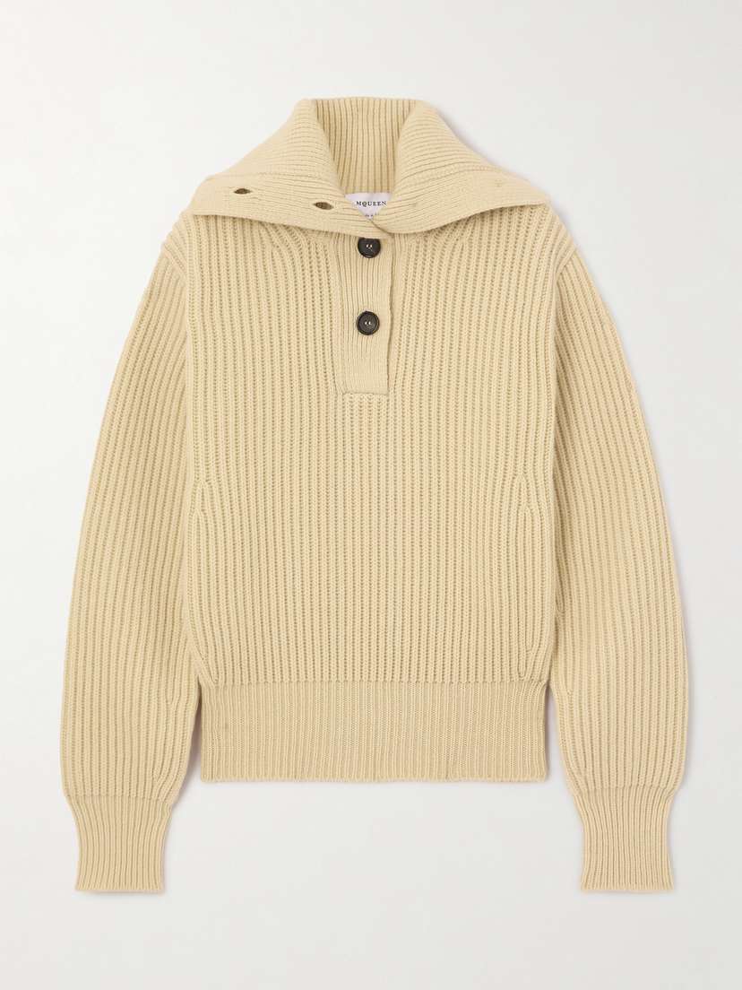 McQueen Ribbed Wool And Cashmere-blend Sweater