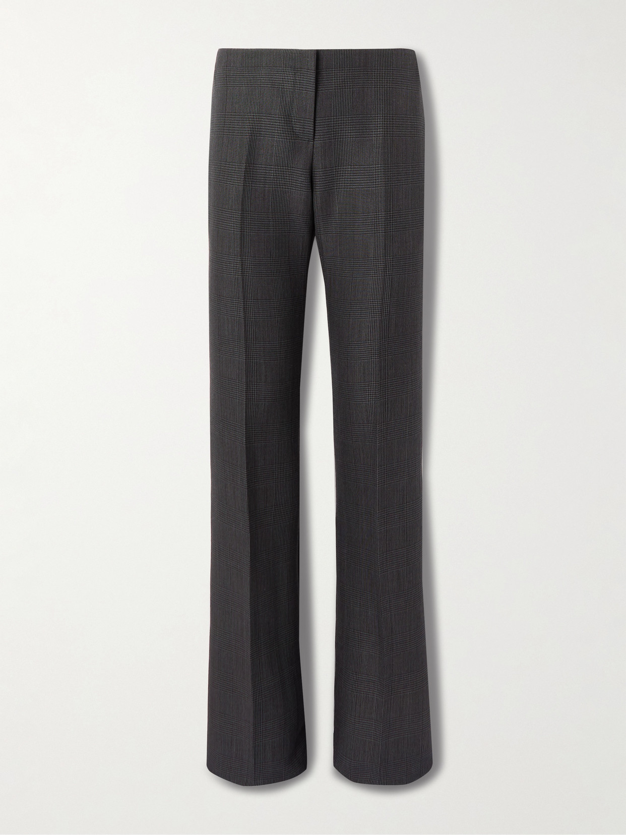 Alexander Mcqueen Checked Wool Flared Trousers In Grey