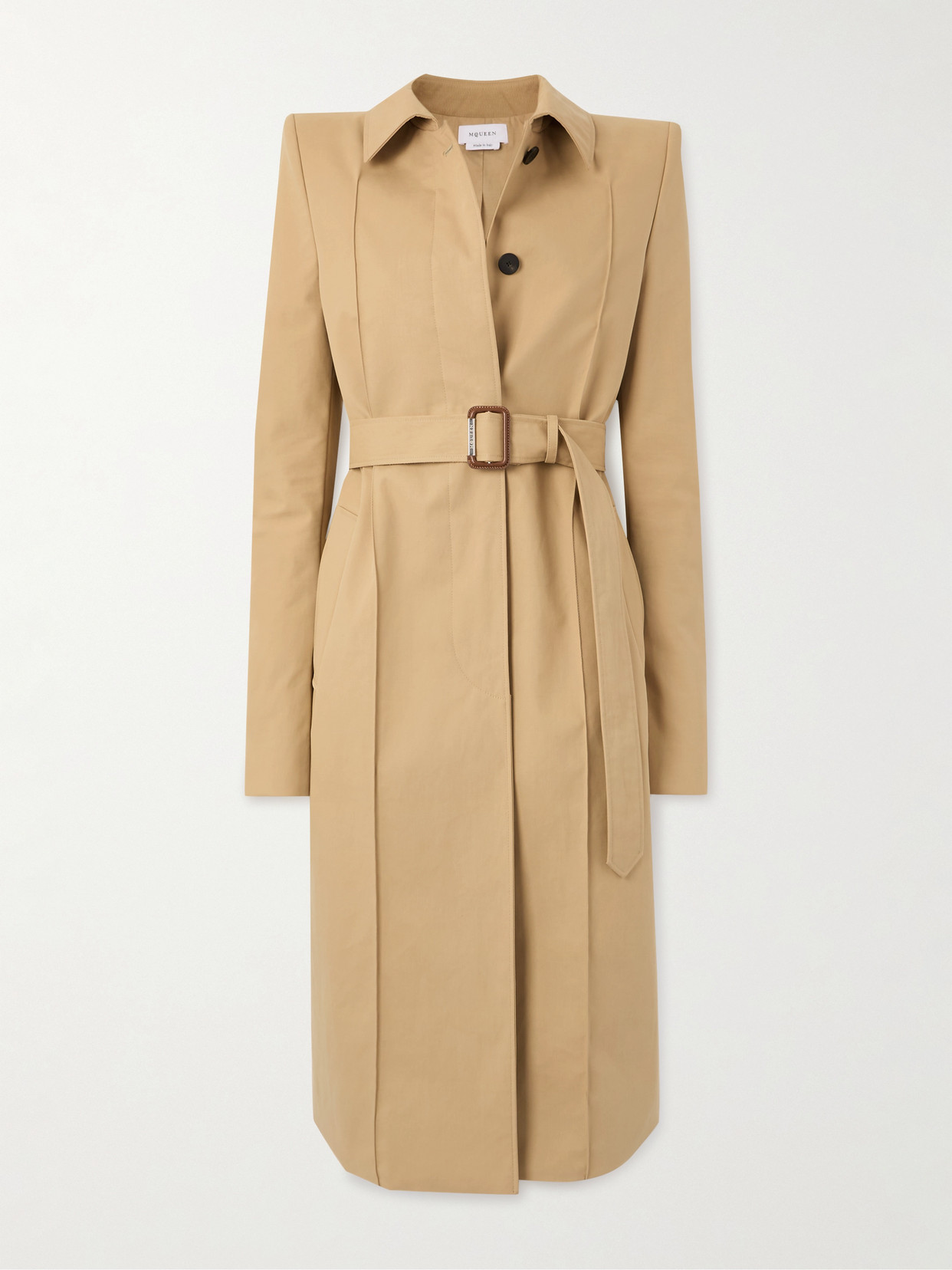 Alexander Mcqueen Belted Cotton-gabardine Trench Coat In Neutrals