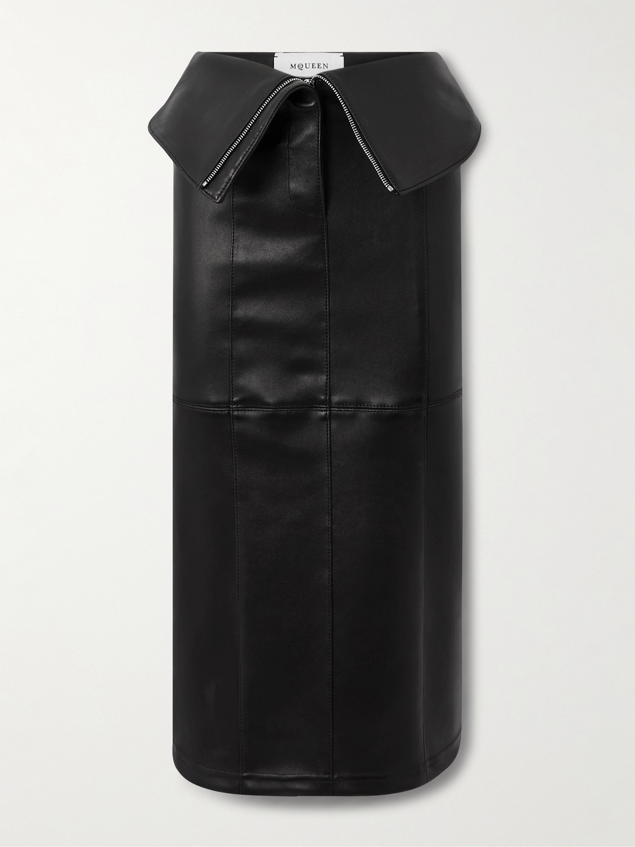 Alexander Mcqueen Paneled Leather Midi Skirt In Black