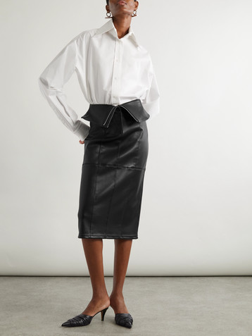 McQueen Paneled leather midi skirt