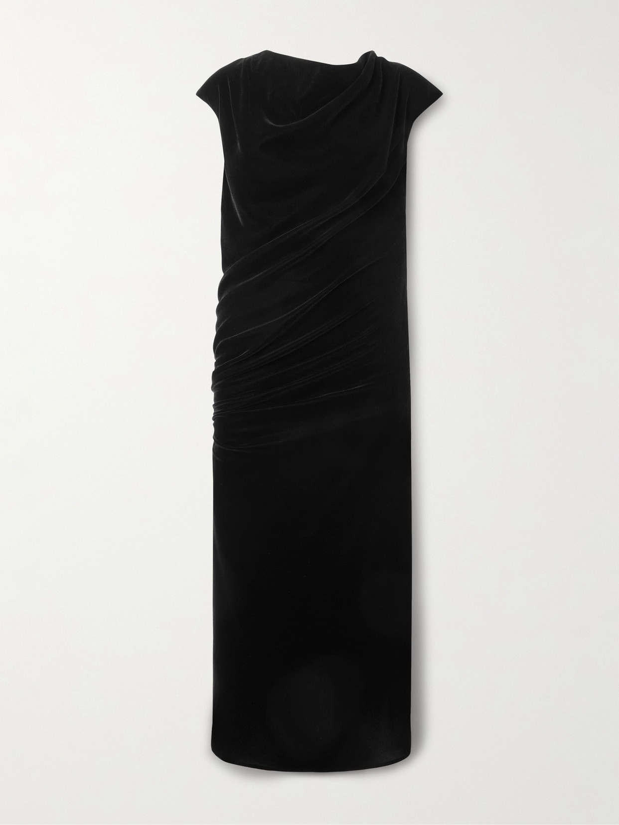 Alexander Mcqueen Draped Velvet Maxi Dress In Black