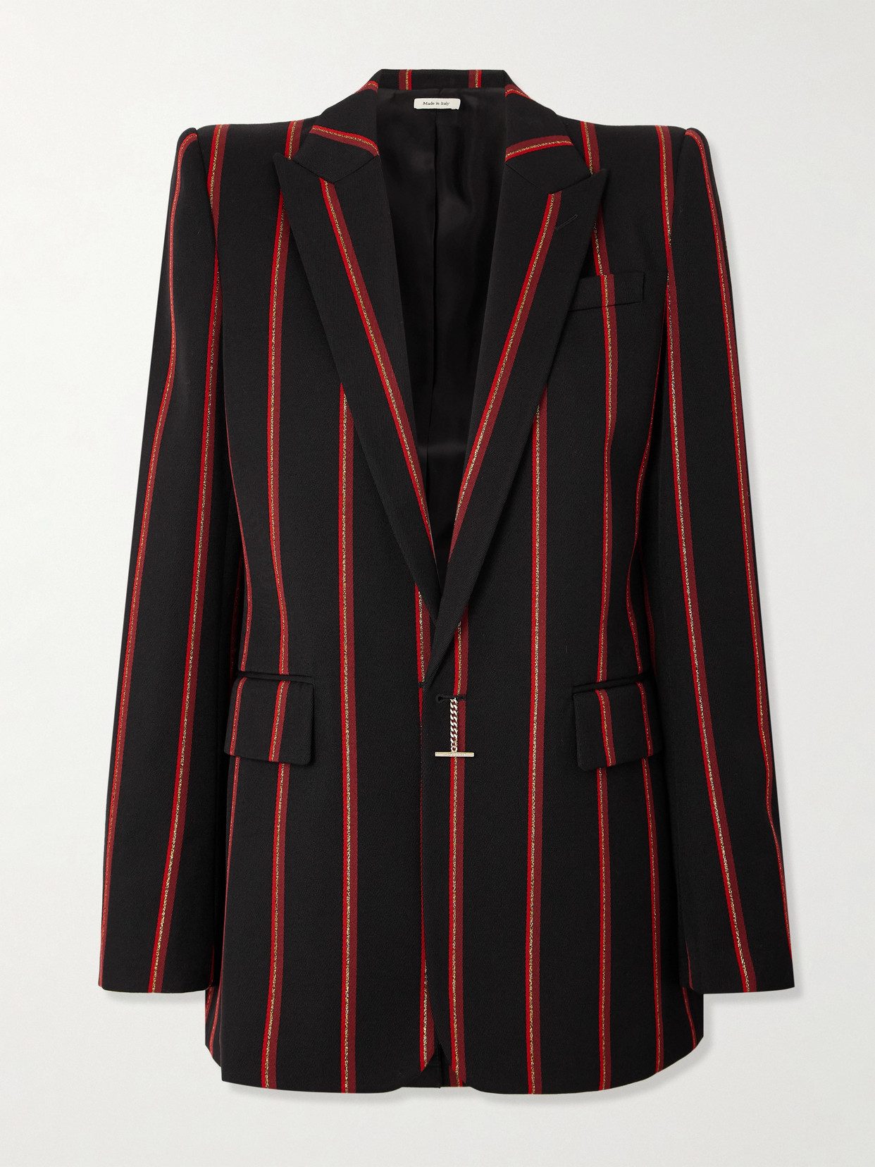 Alexander Mcqueen Metallic Striped Wool-twill Blazer In Black