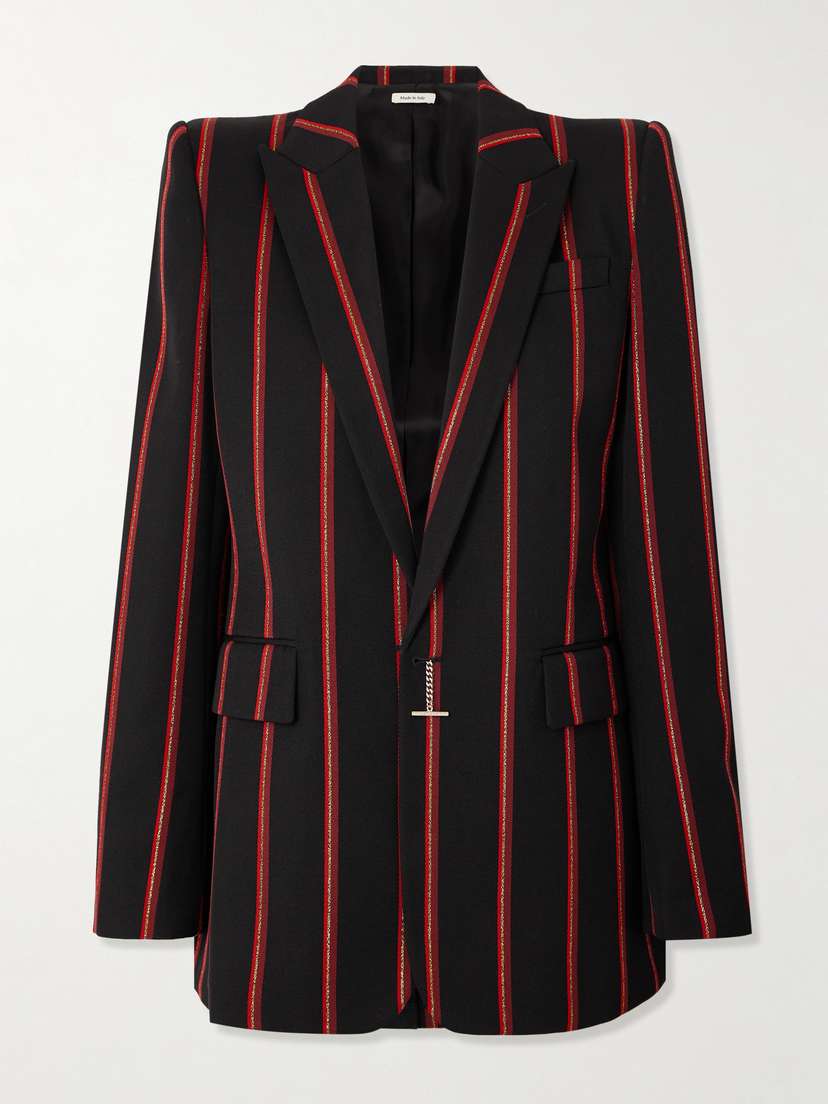 McQueen Metallic Striped Wool-twill Blazer