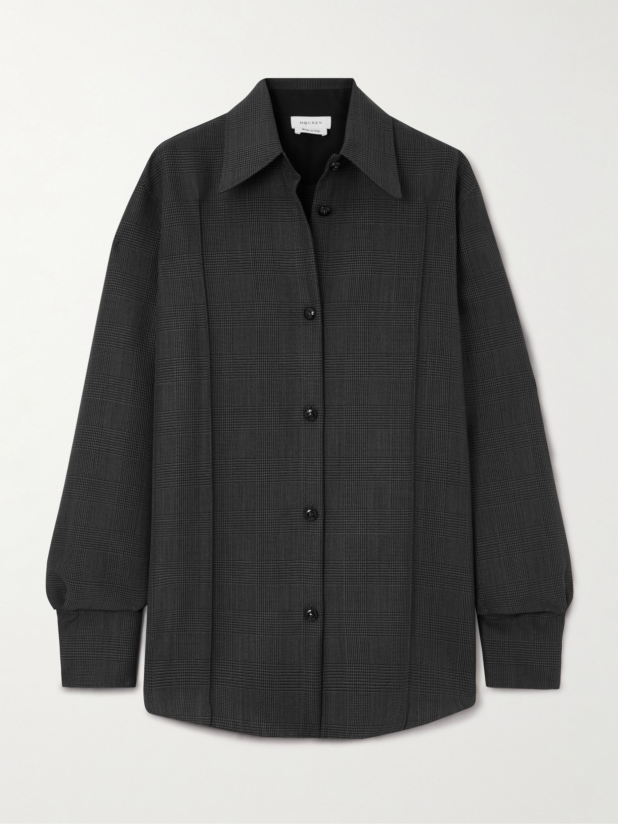 Alexander Mcqueen Princed Of Wales Checked Wool And Mohair-blend Shirt In Gray