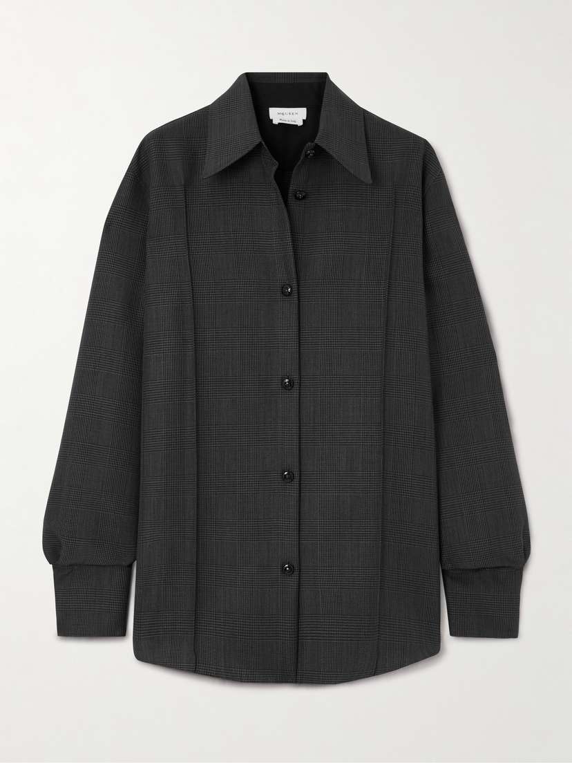 McQueen Princed Of Wales Checked Wool And Mohair-blend Shirt