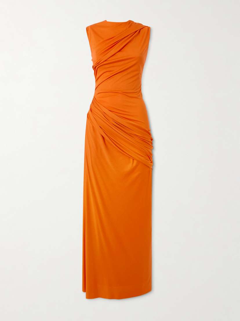 McQueen Draped Silk-jersey Maxi Dress