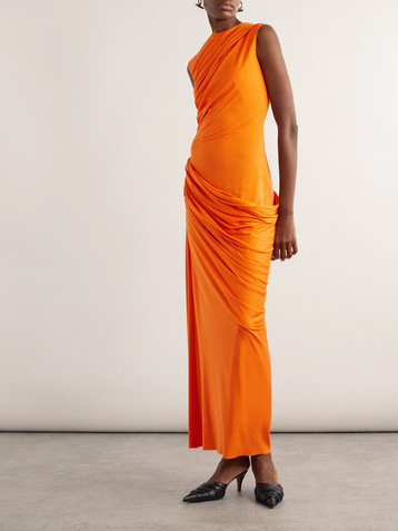 McQueen Draped silk-jersey maxi dress