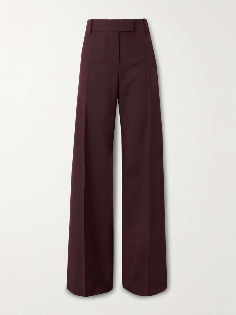 McQueen Satin-trimmed Wool And Mohair-blend Wide-leg Pants