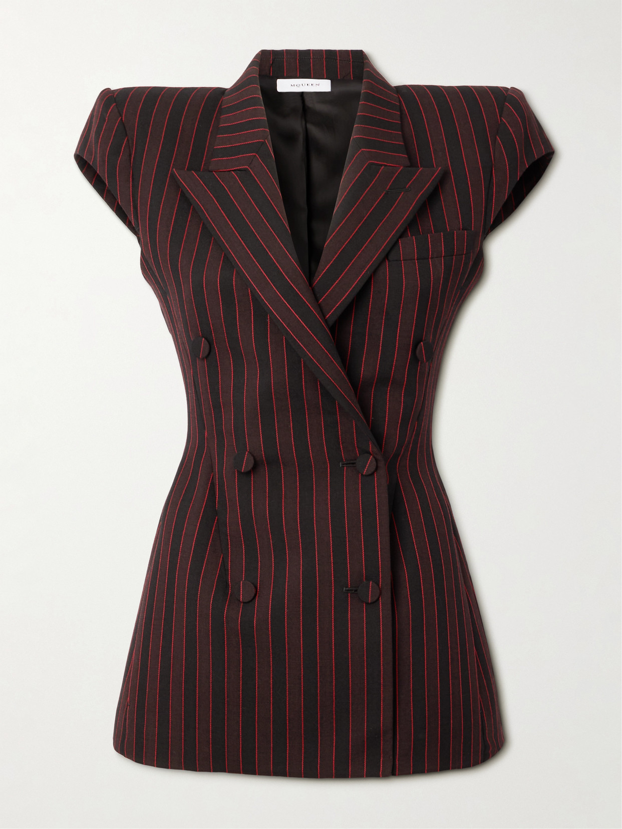 Alexander Mcqueen Double-breasted Striped Wool Blazer In Red