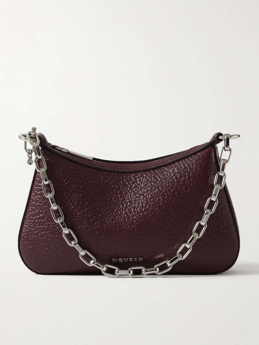 McQueen T-bar Textured-leather Shoulder Bag