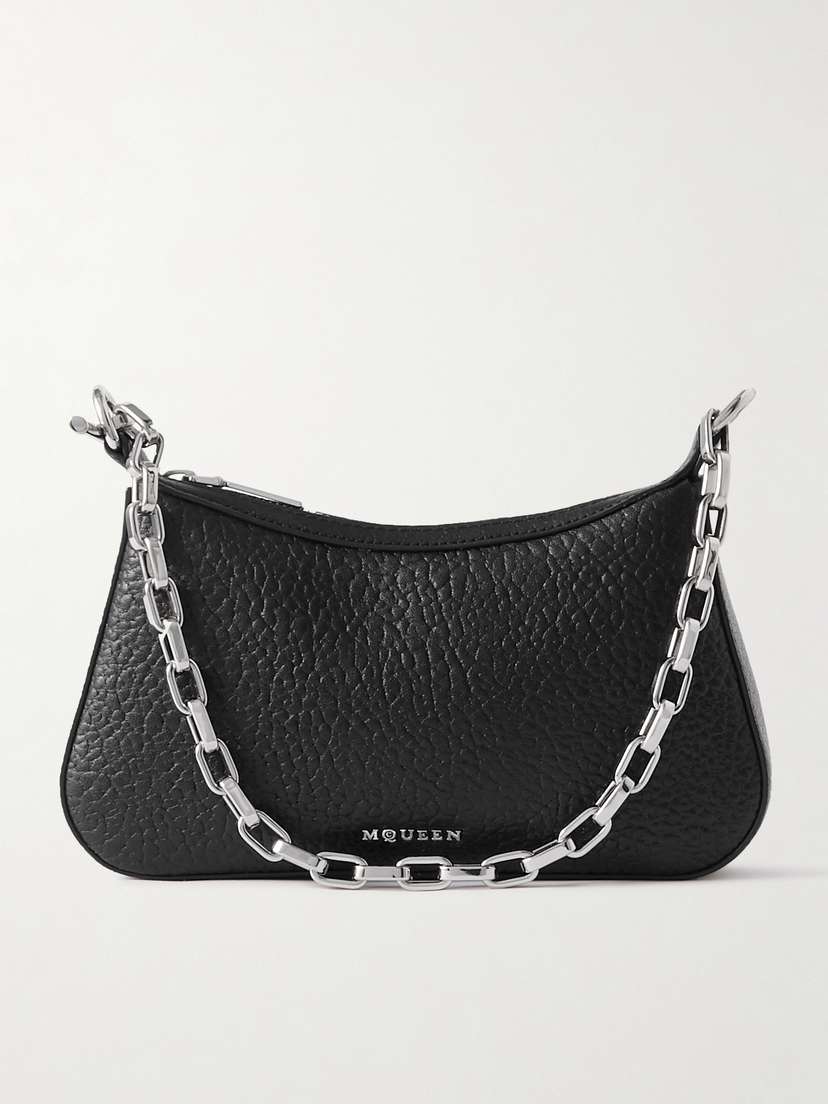 McQueen T-bar Textured-leather Shoulder Bag