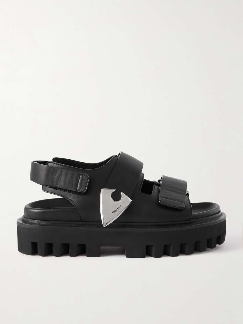 McQueen Embellished Leather Platform Sandals