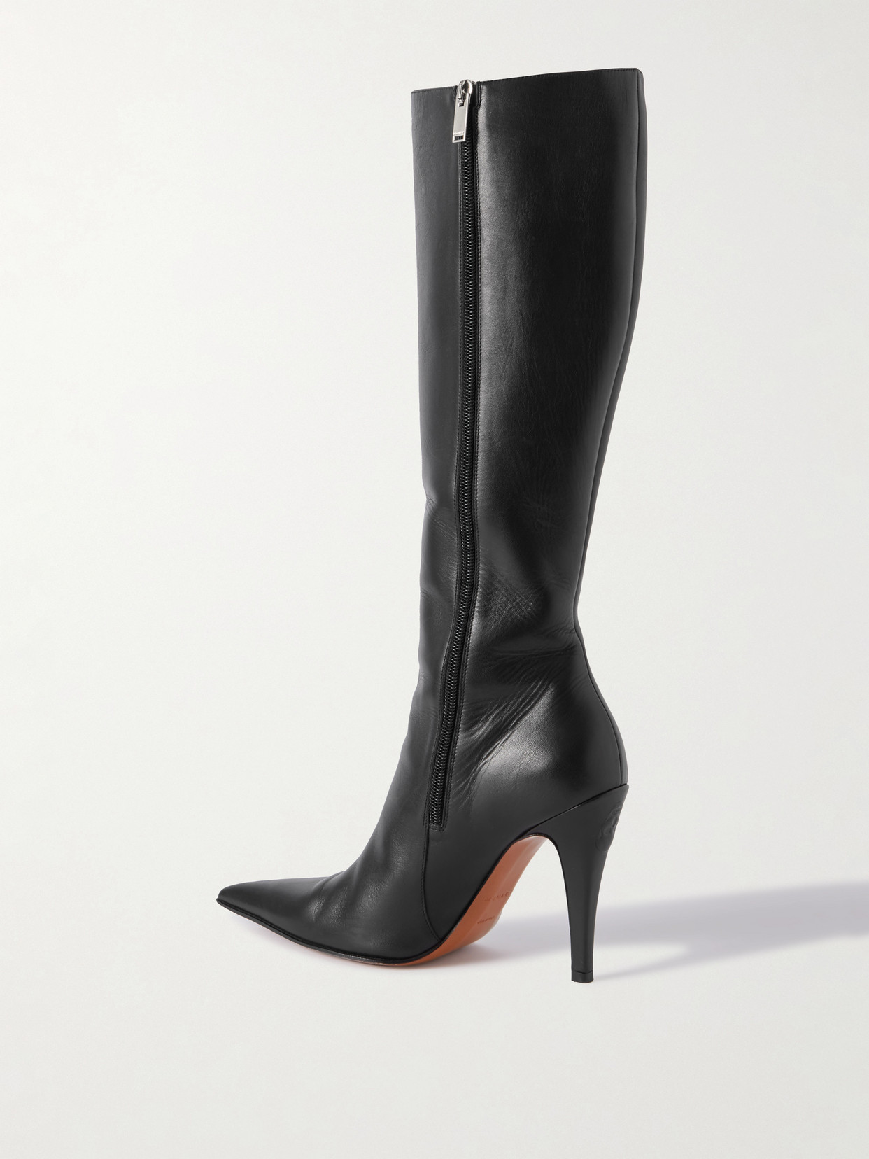 Alexander Mcqueen Faux Leather Birdee Knee-high Boots 105 In Black
