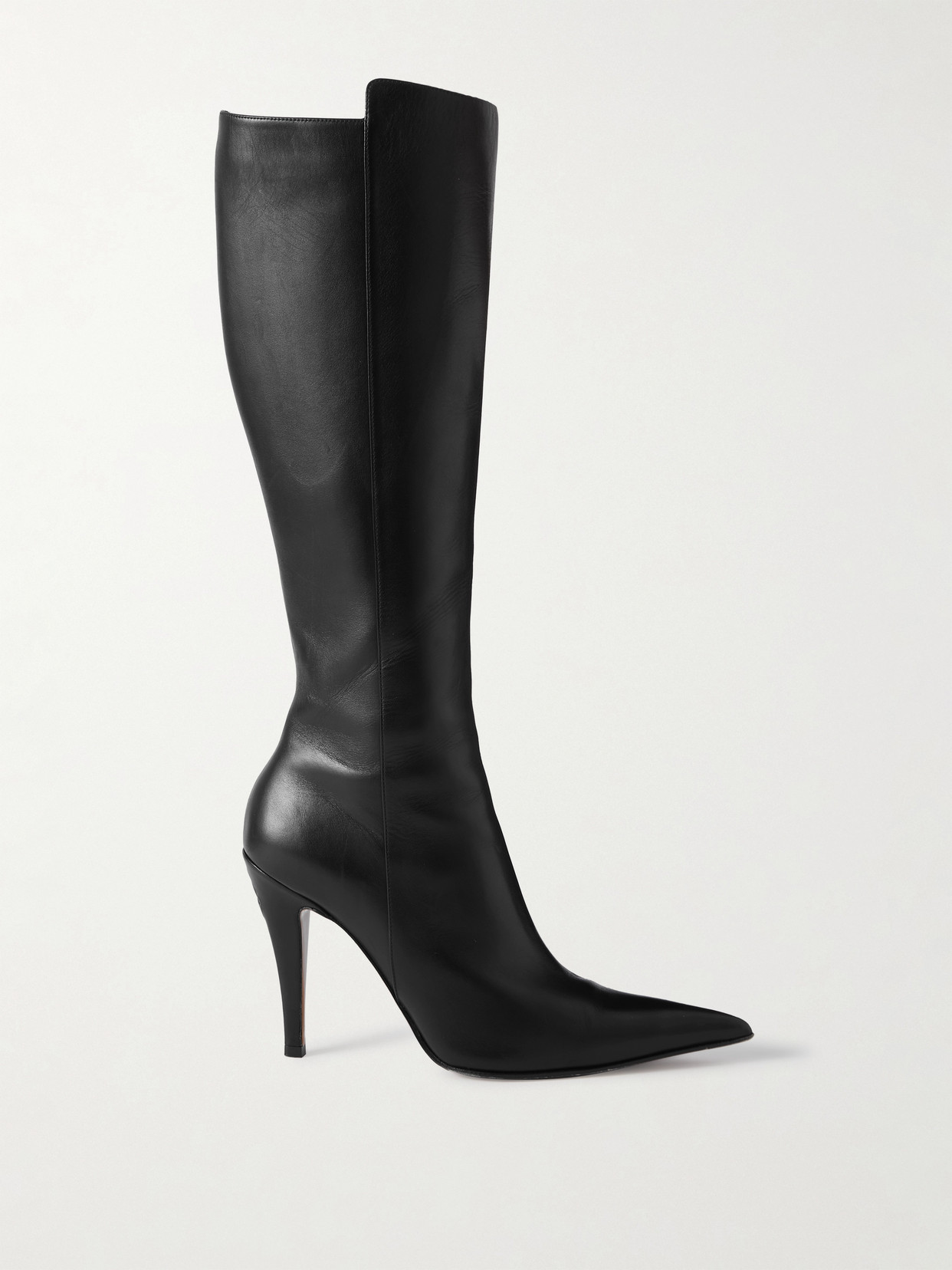 Alexander Mcqueen Faux Leather Birdee Knee-high Boots 105 In Black